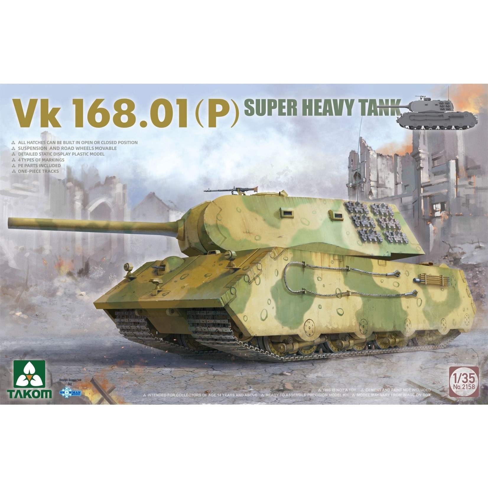 Takom TAK2158 Vk 168.01(P) Super Heavy Tank (1/35)