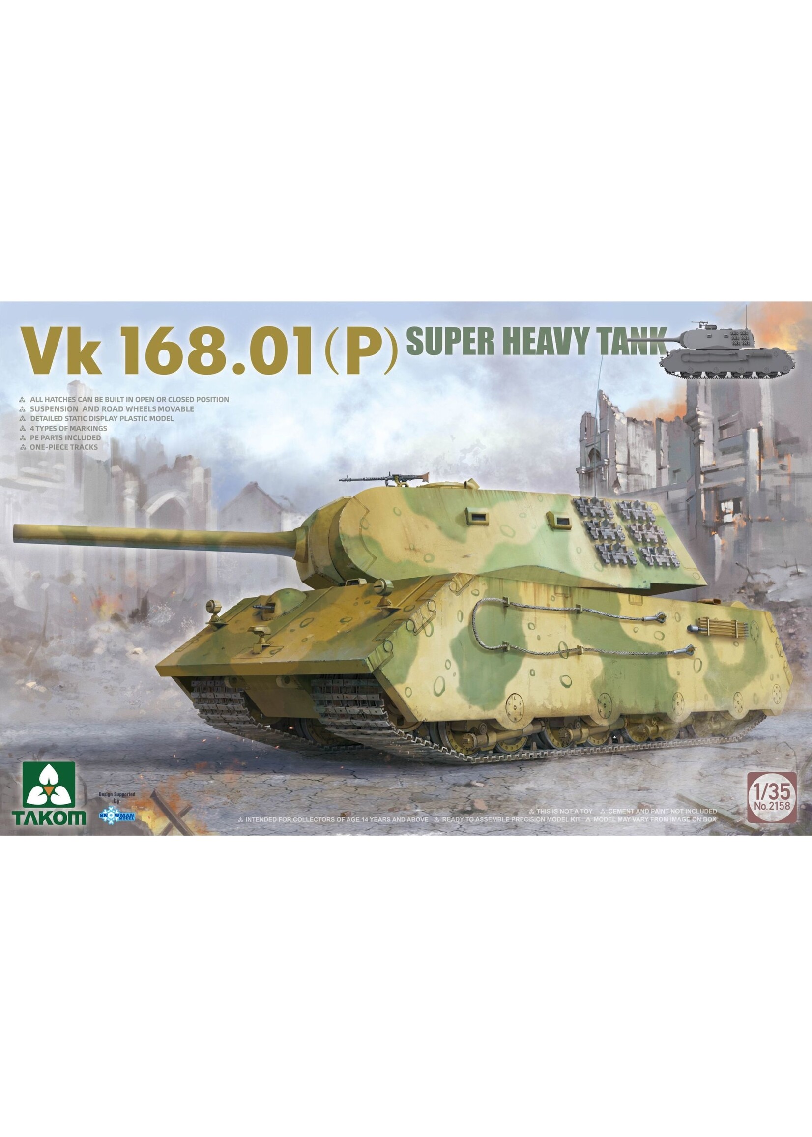 Takom TAK2158 Vk 168.01(P) Super Heavy Tank (1/35)