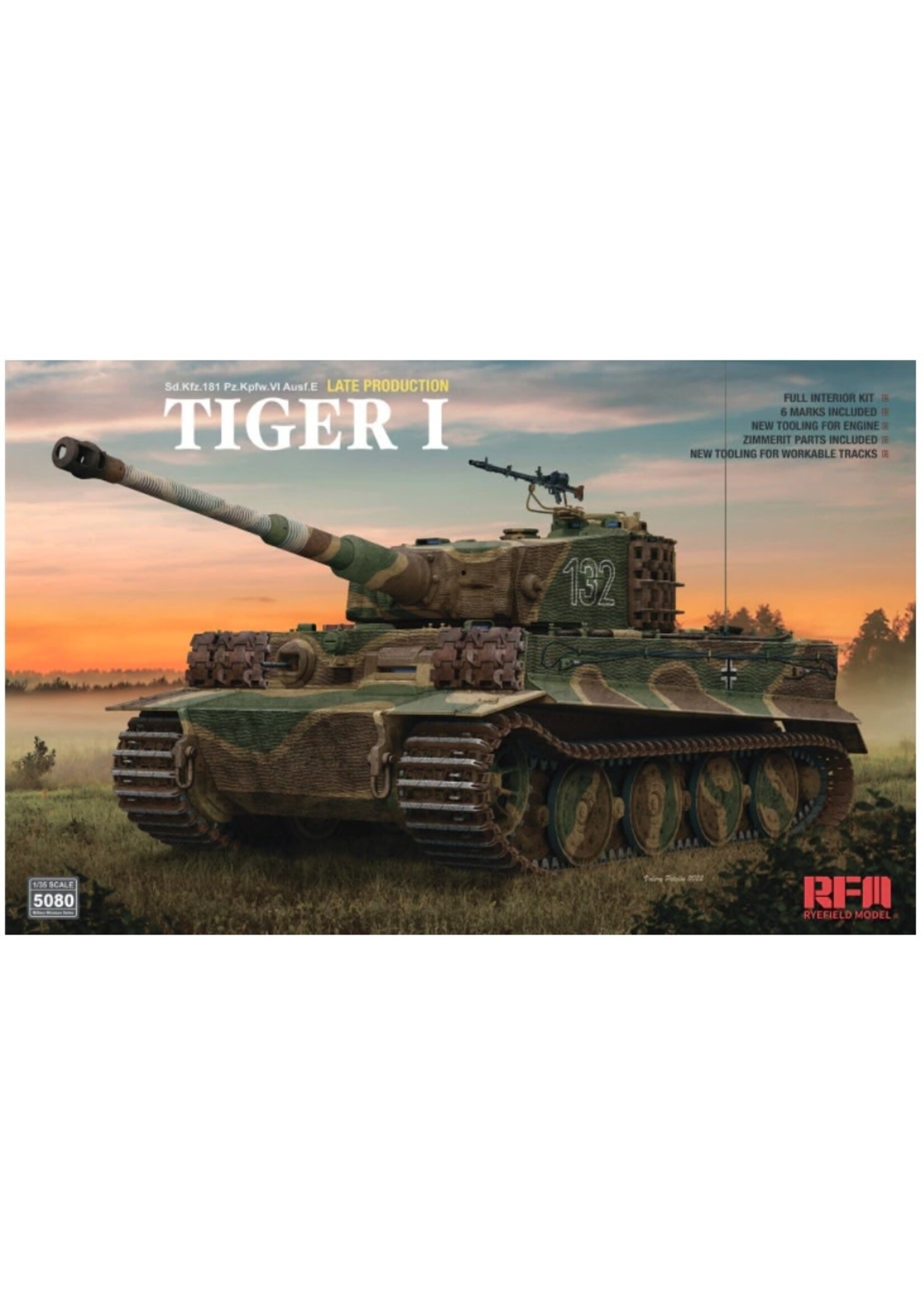 Rye Field Model RFMRM5080 Tiger I Late Production with Full Interior and Zimmerit (1/35)