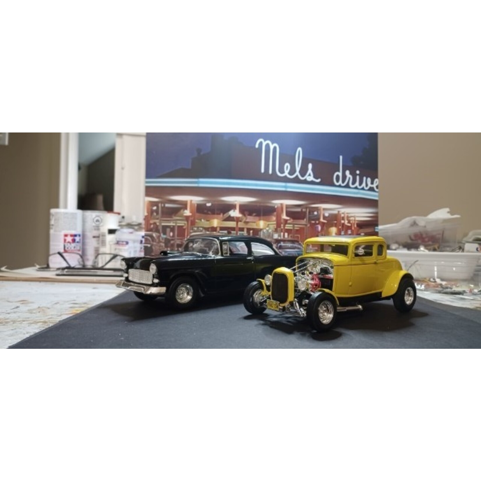 Falfa's '55 Chevy & Milner's '32 Deuce Coupe - by Rob Berreth