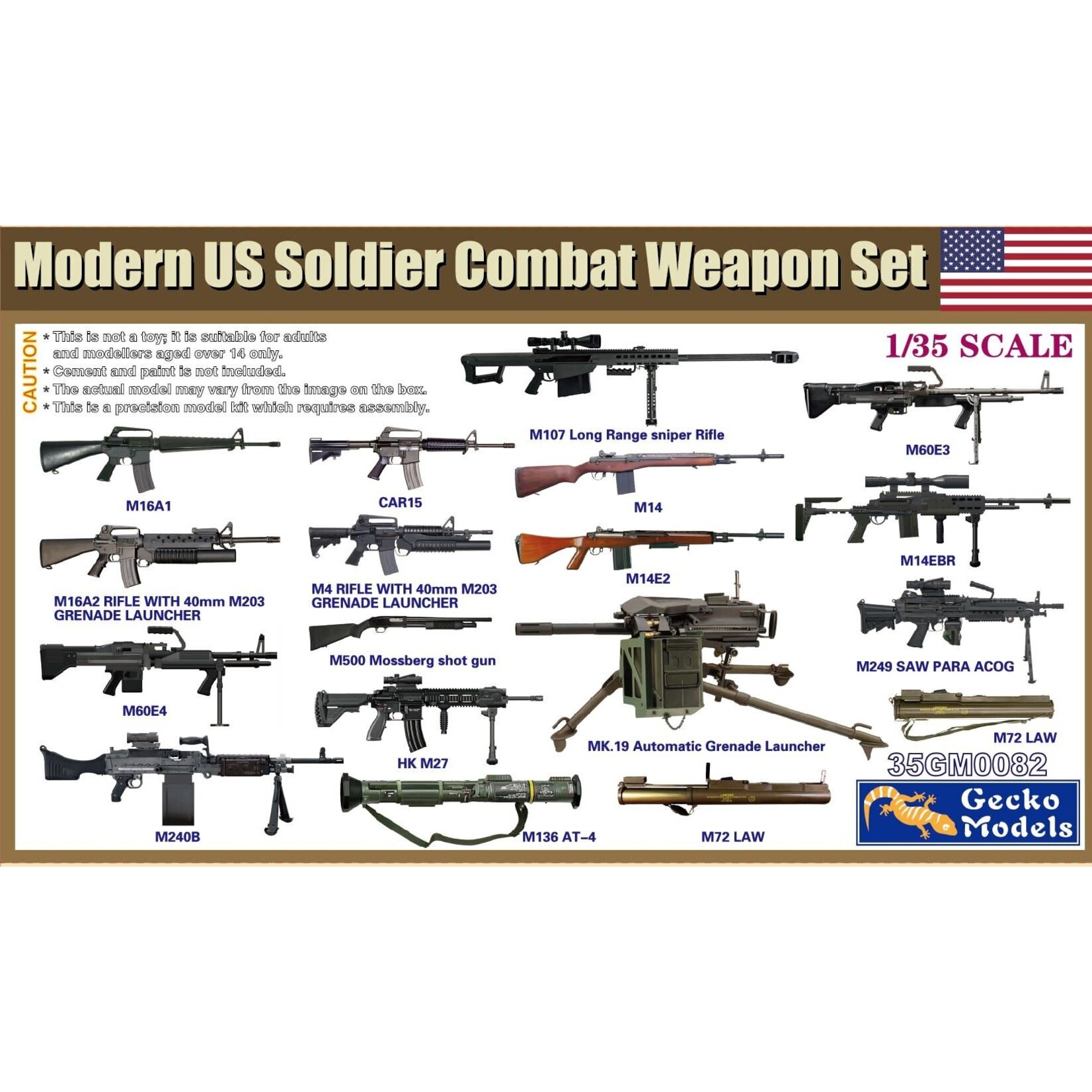 Gecko GEK35GM0082 Modern US Soldier Combat Weapon Set (1/35)