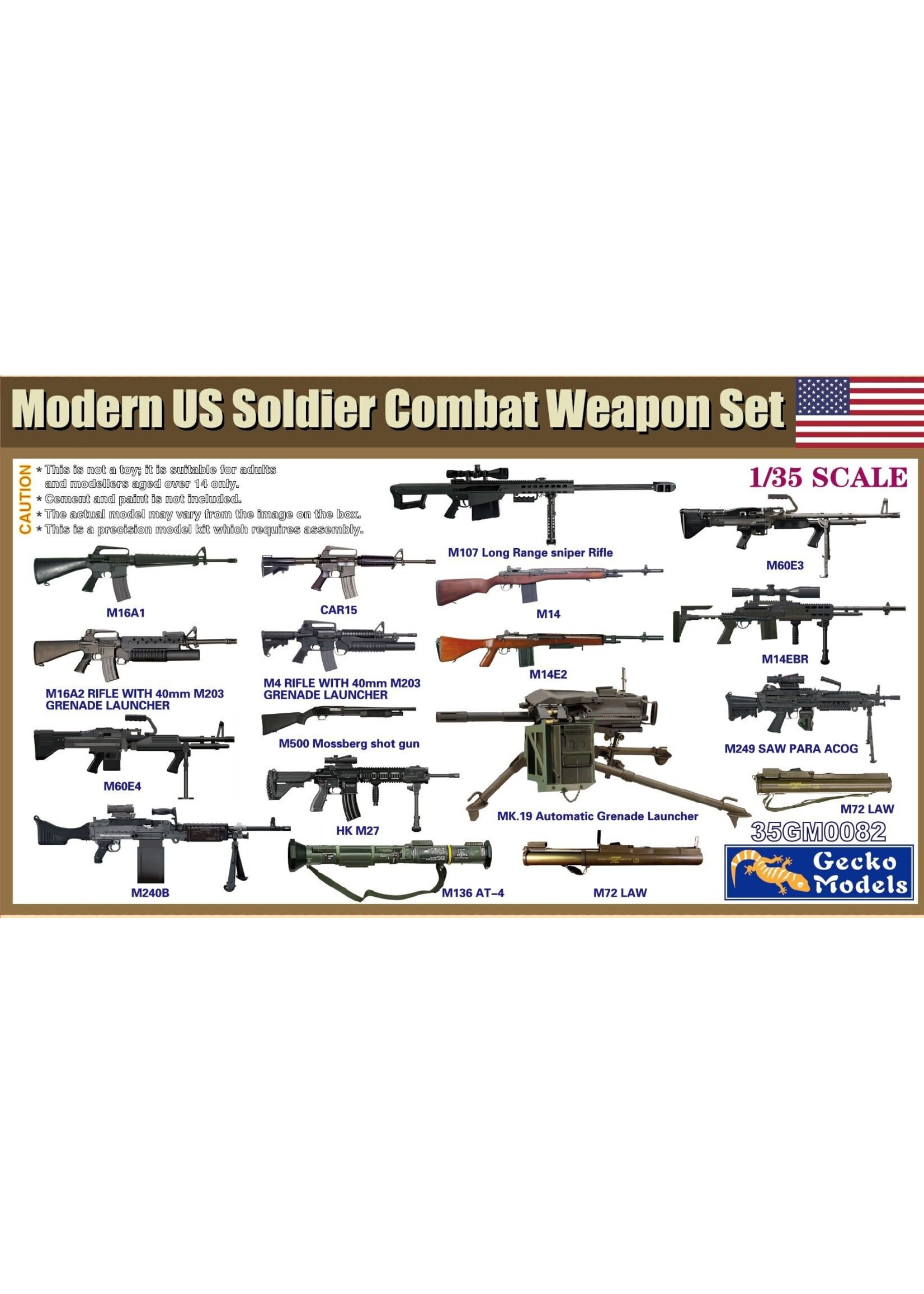 Gecko GEK35GM0082 Modern US Soldier Combat Weapon Set (1/35)