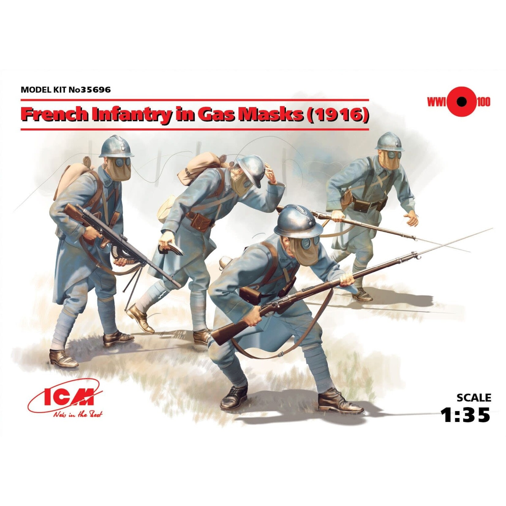 ICM ICM35696 French Infantry in Gas Masks 1918 (4pc) (1/35)