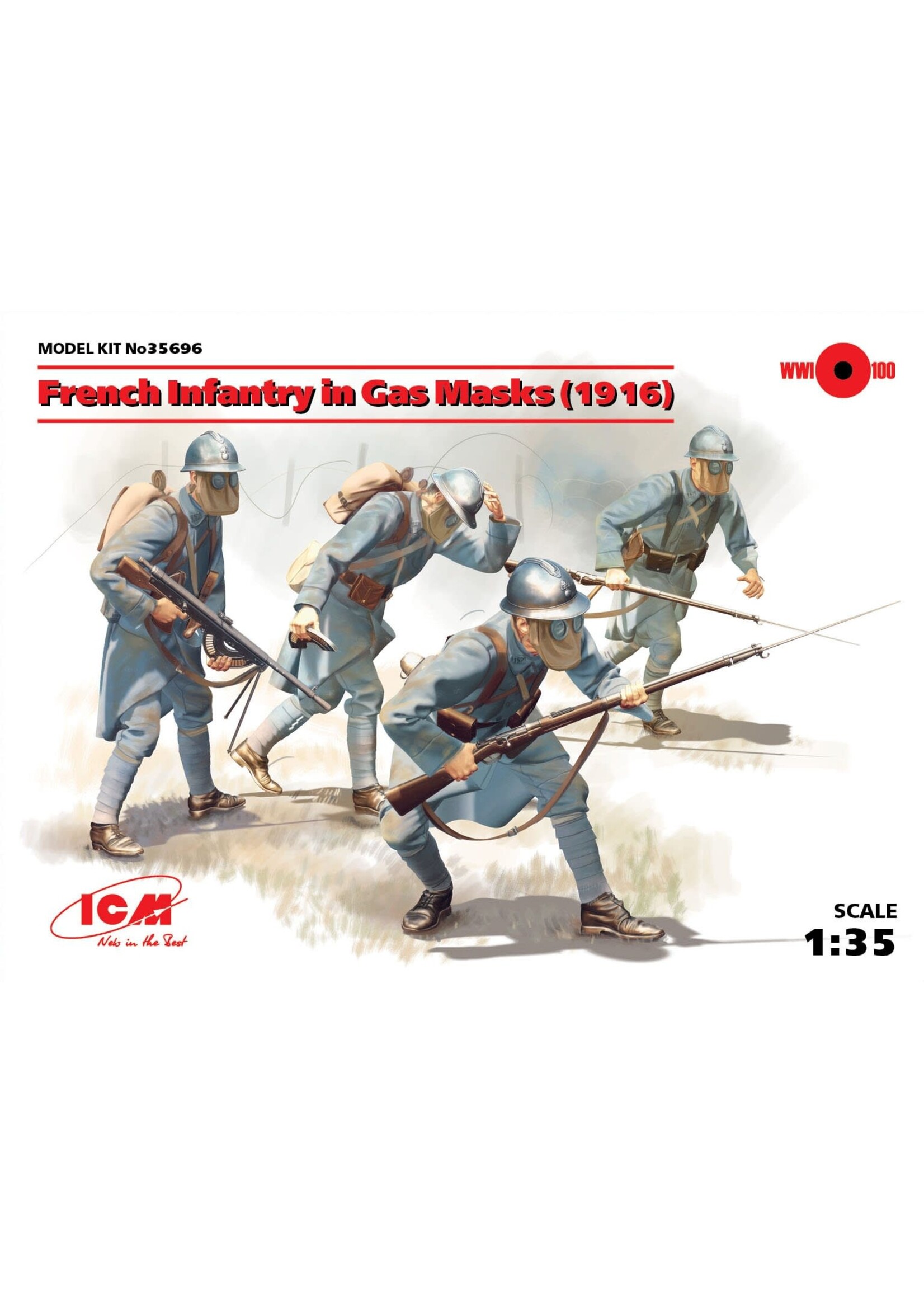 ICM ICM35696 French Infantry in Gas Masks 1918 (4pc) (1/35)