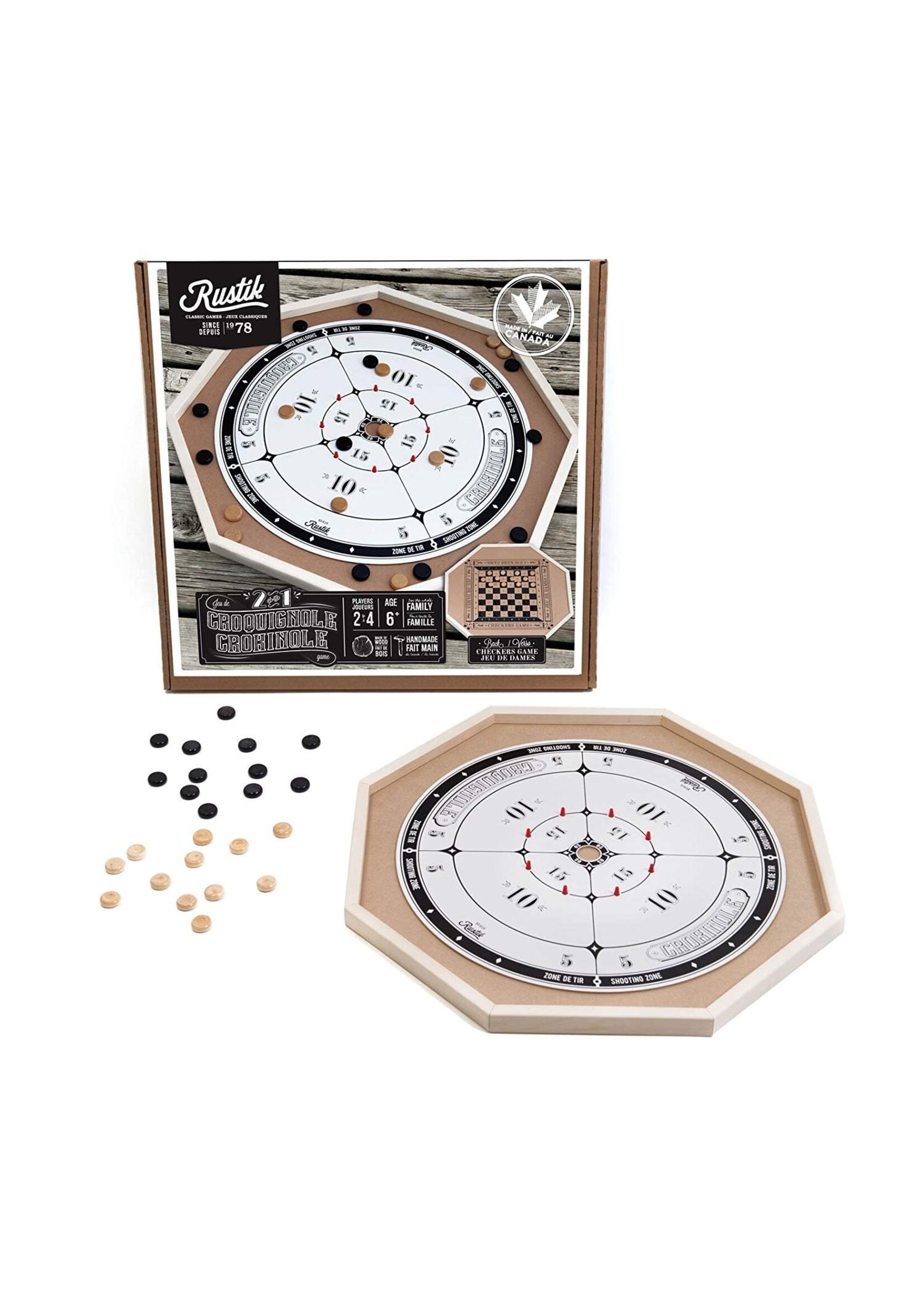 Rustik Deluxe 2 in 1 Crokinole and Checkers