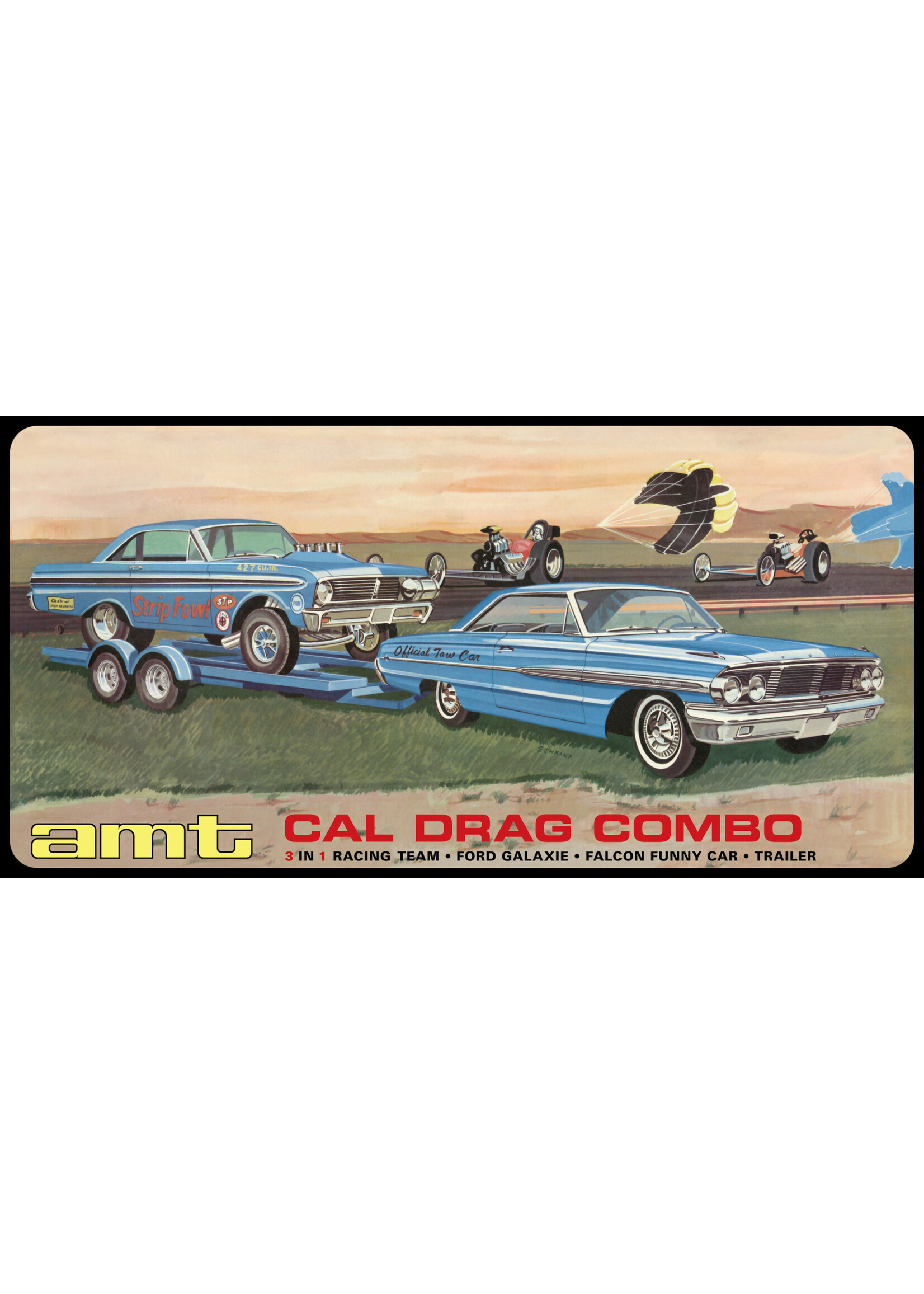 AMT AMT1223 Cal Drag Combo 1964 Galaxie AWB Falcon & Trailer (1/25)