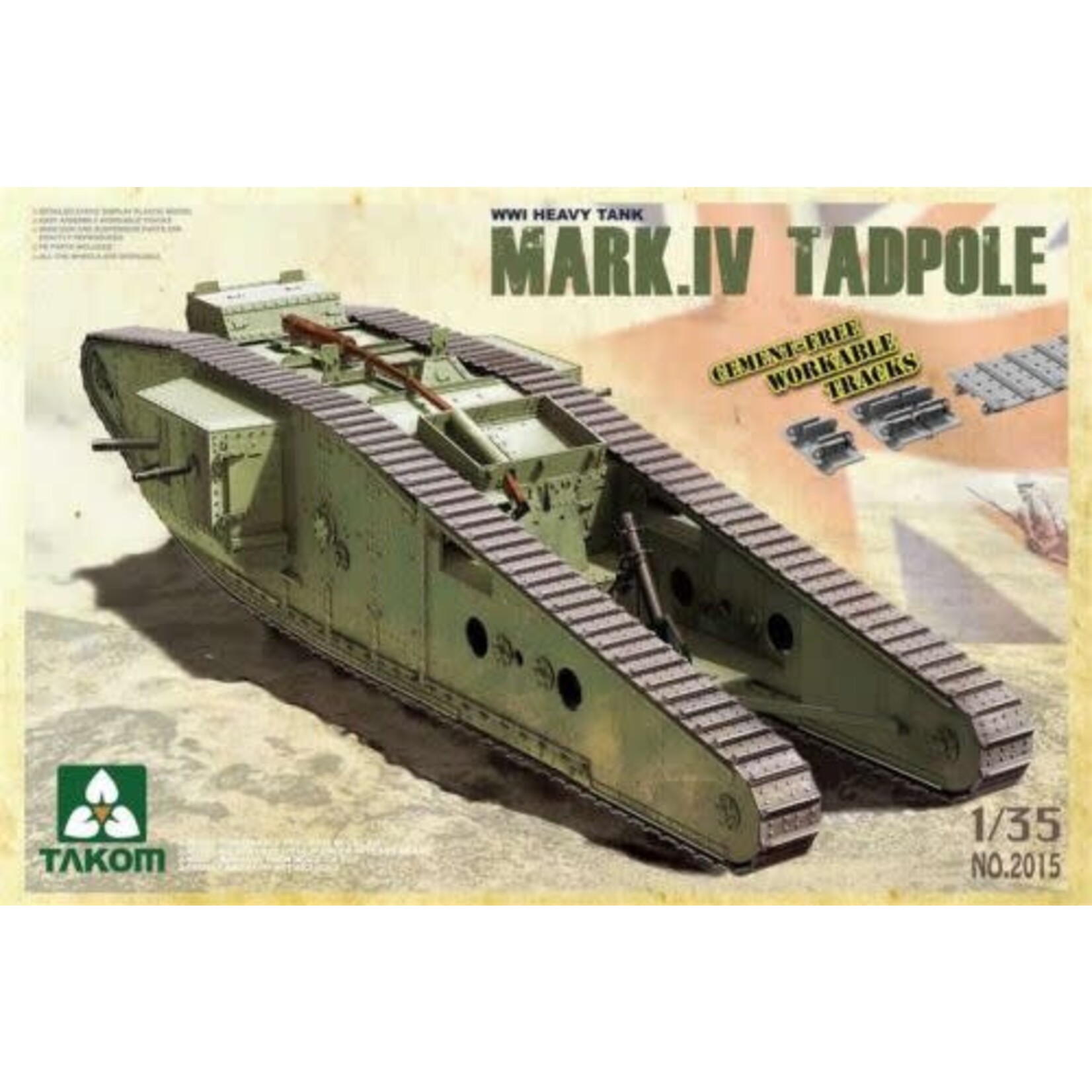 Takom TAK2015 WWI Heavy Battle Tank Mark IV Male Tadpole (1/35)