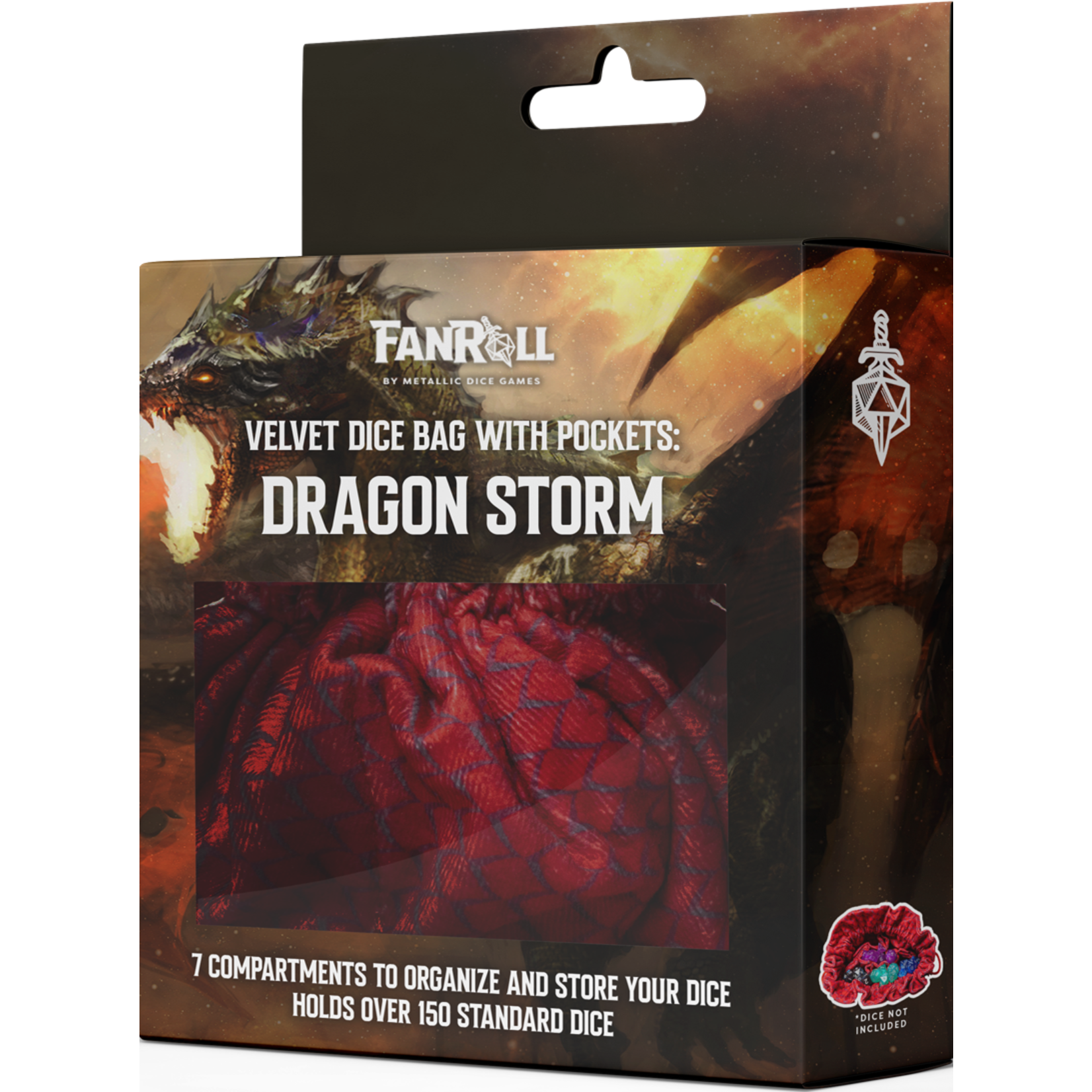 FanRoll Dice Bag 9103 Velvet Red Dragon Storm Compartment