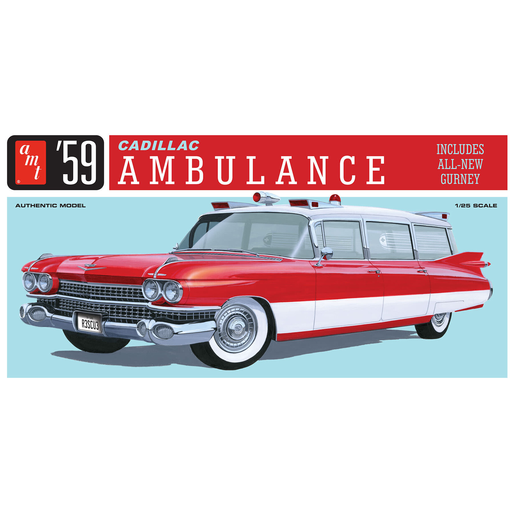 AMT AMT1395 1959 Cadillac Ambulance with Gurney (1/25)
