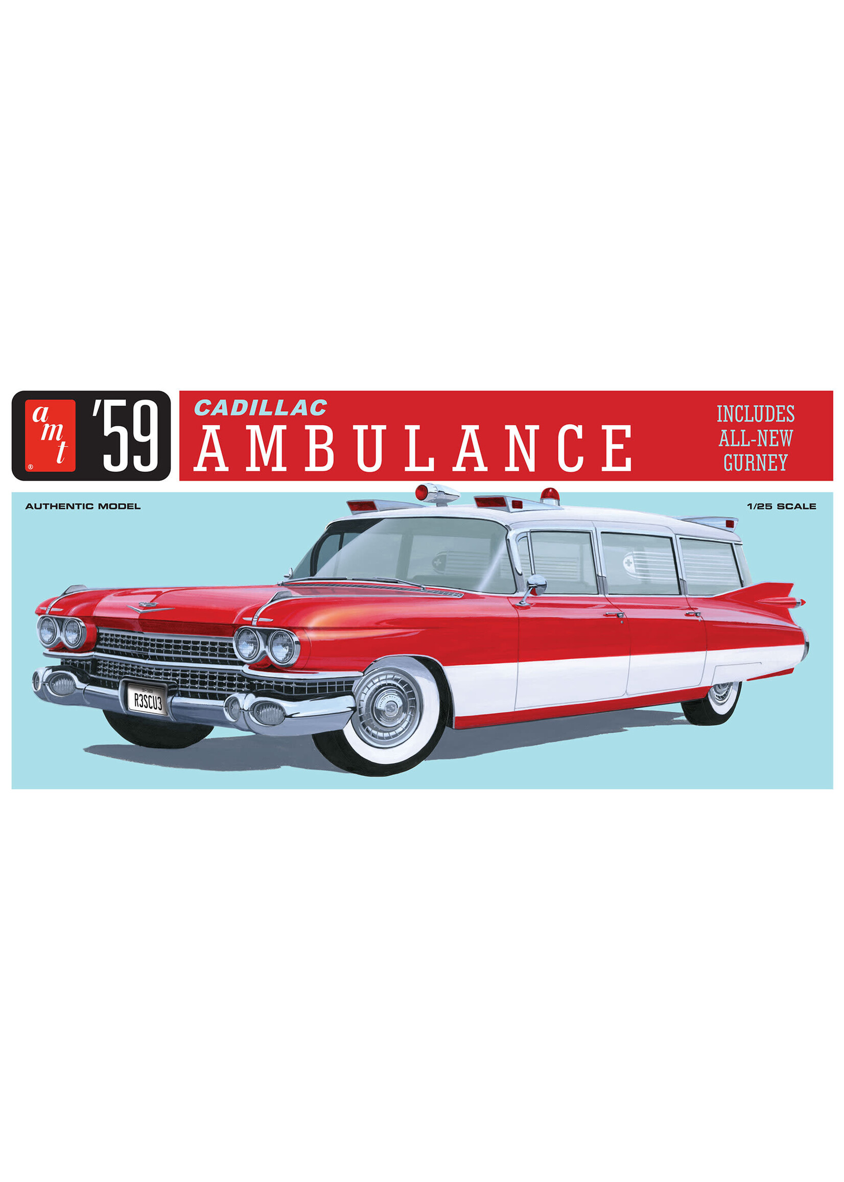 AMT AMT1395 1959 Cadillac Ambulance with Gurney (1/25)