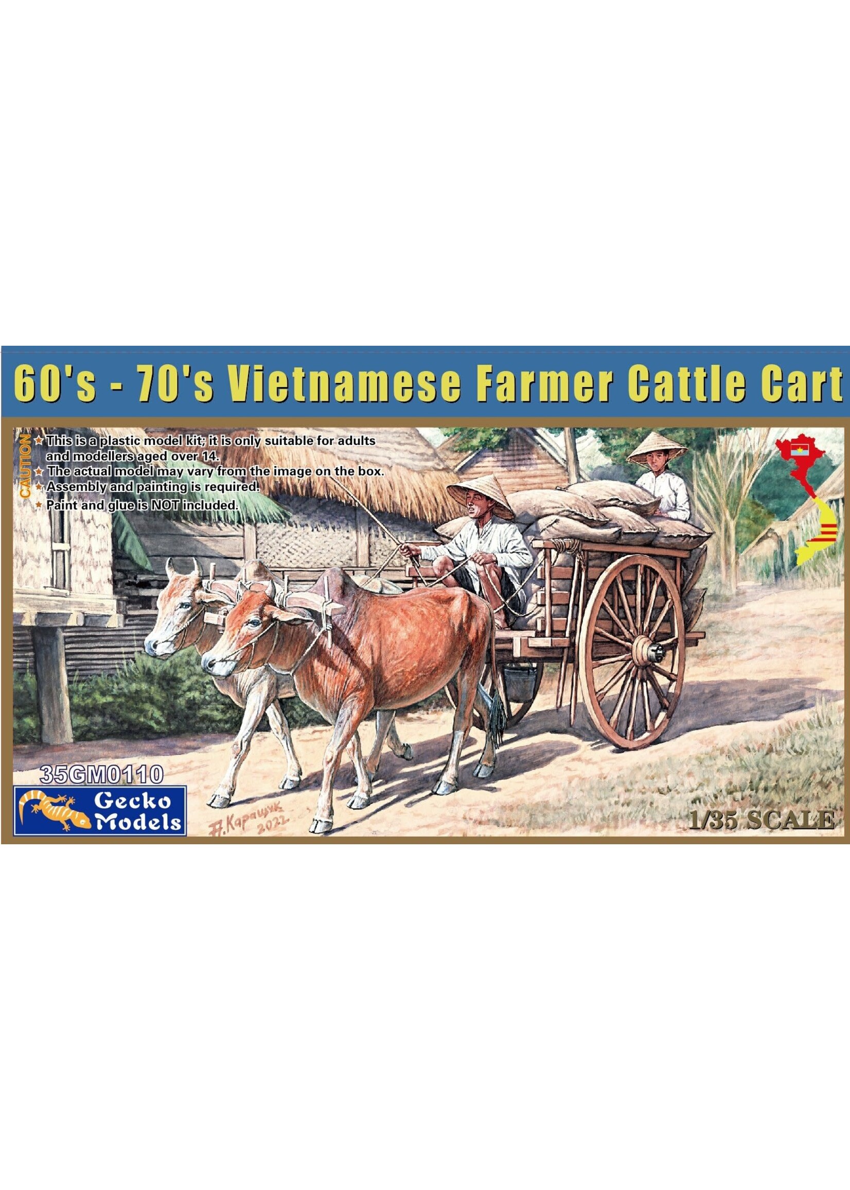 Gecko GEK35GM0110 1960-1970 Vietnamese Farmer Cattle Cart Set (1/35)