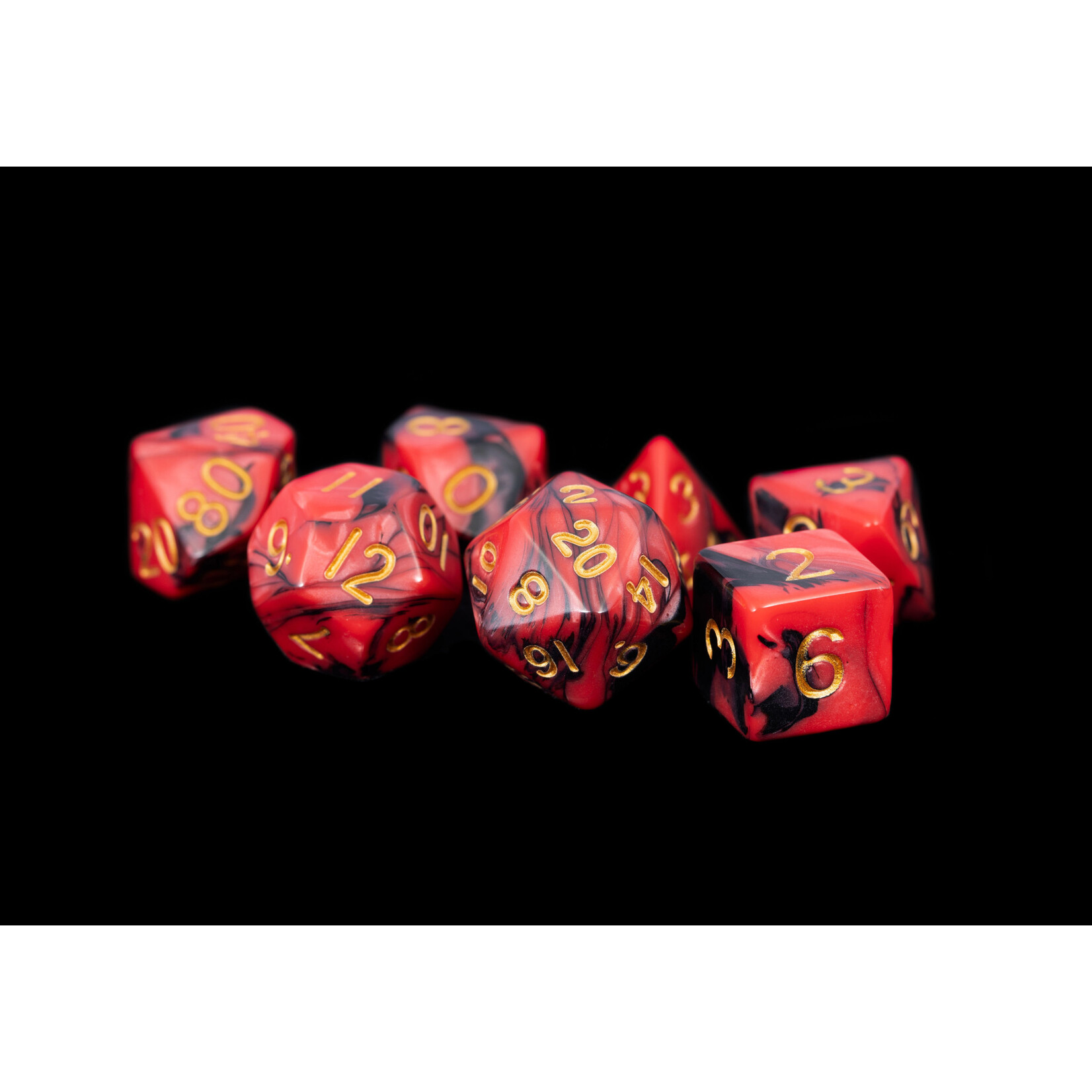 FanRoll Dice RPG 113 7pc Red/Black with Gold