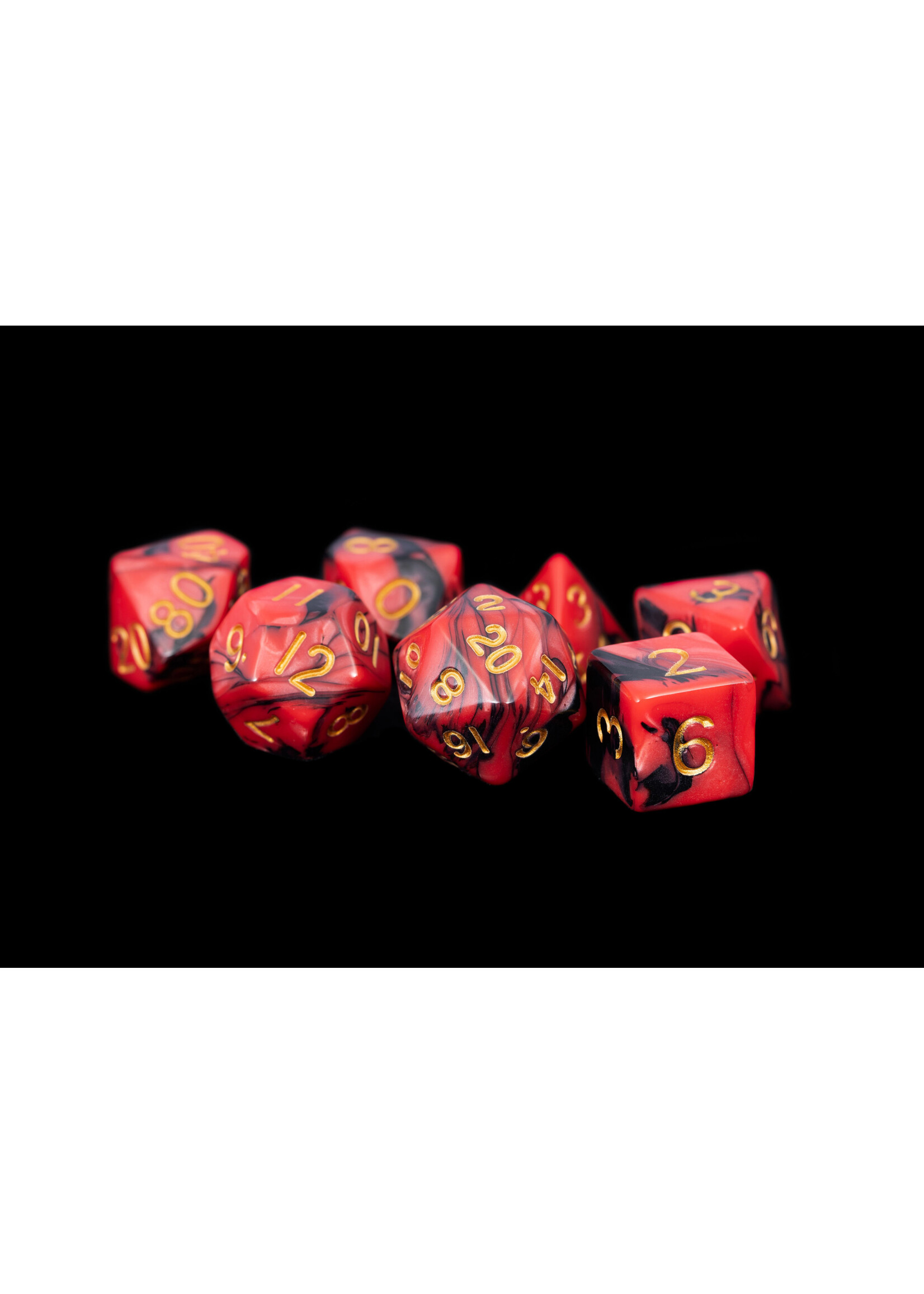 FanRoll Dice RPG 113 7pc Red/Black with Gold