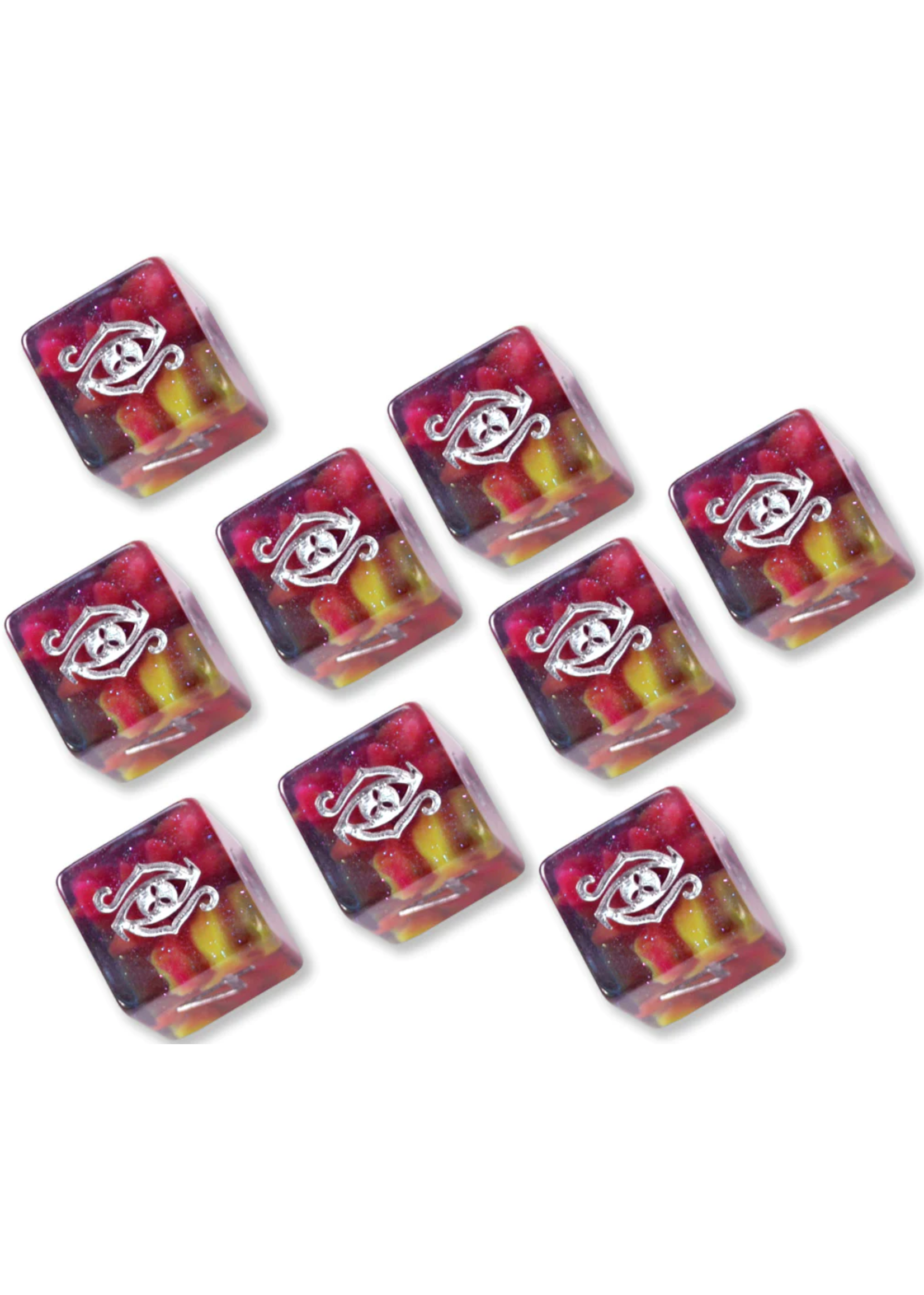 Infinite Black ***Dice E31 D6 9pc Elder Dice Eye of Chaos Glass Wax