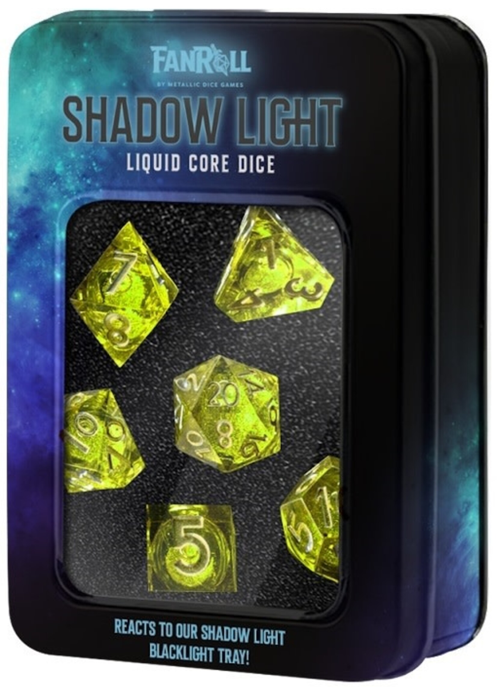 FanRoll Dice RPG 968 7pc Elixir Shadow Light UV Reactive