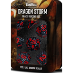 FanRoll Dice RPG 10933 7pc Silicone Dragon Storm Black Scales
