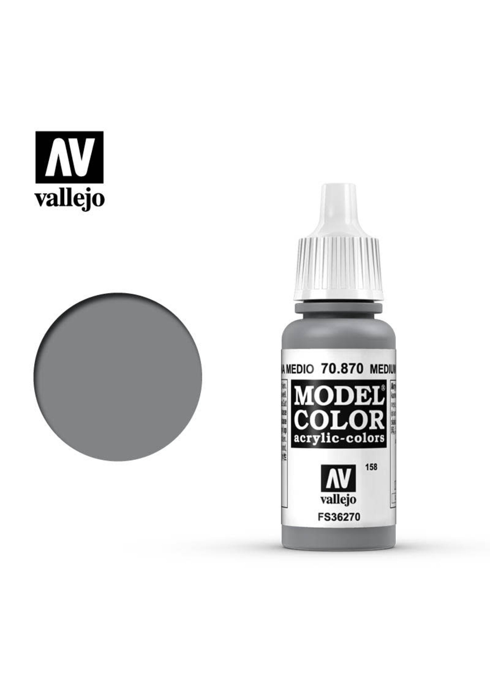 Vallejo 181VAL70870 Model Color Medium Sea Grey (17ml)