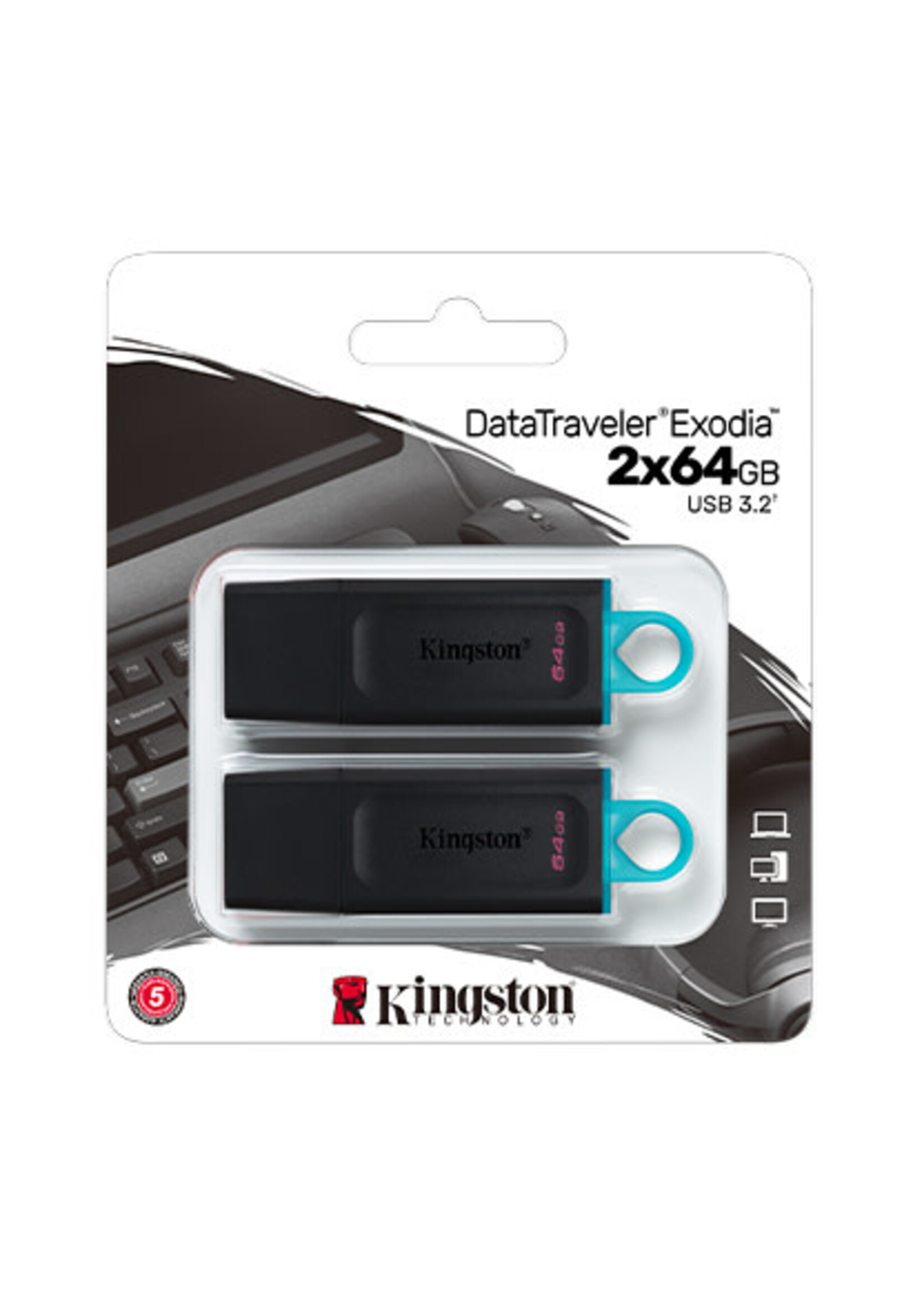 Kingston Kingston 64GB USB3.2 GEN 1 DataTraveler Exodia - 2 PK