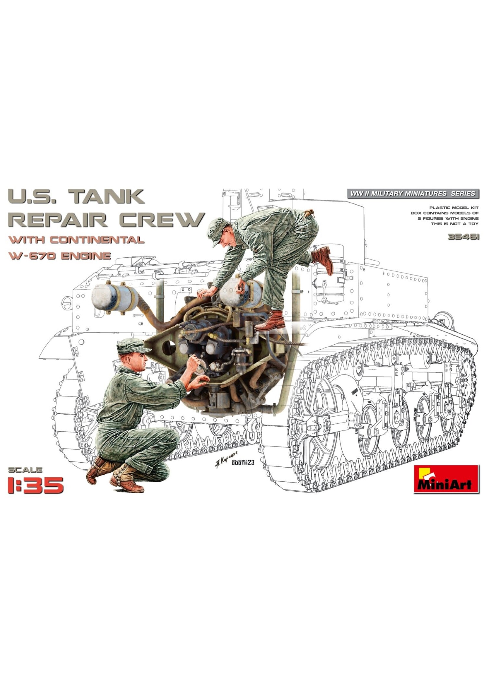 MiniArt MIART35461 US Tank Repair Crew with Continental W-670 Engine (1/35)