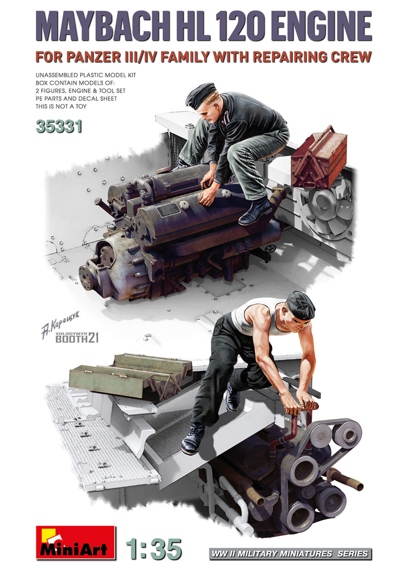 MiniArt MIART35331 Maybach HL 120 Engine for Panzer III/IV with Repair Crew (1/35)