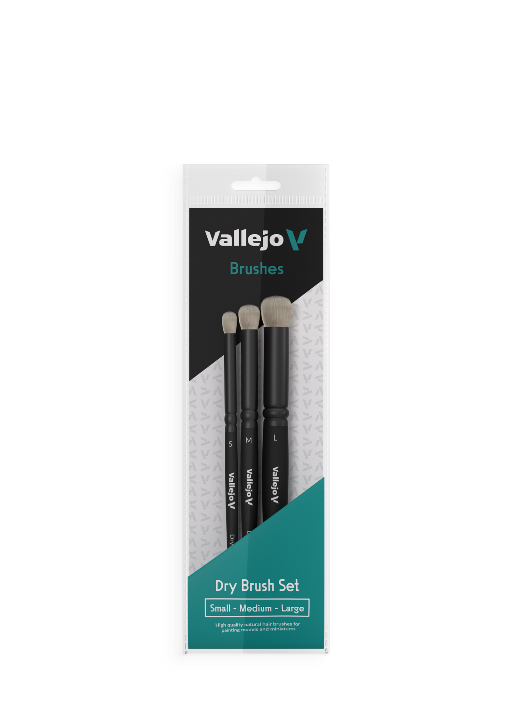 Vallejo VAL B07990 DRY BRUSH SET NATURAL HAIR - S,M & L