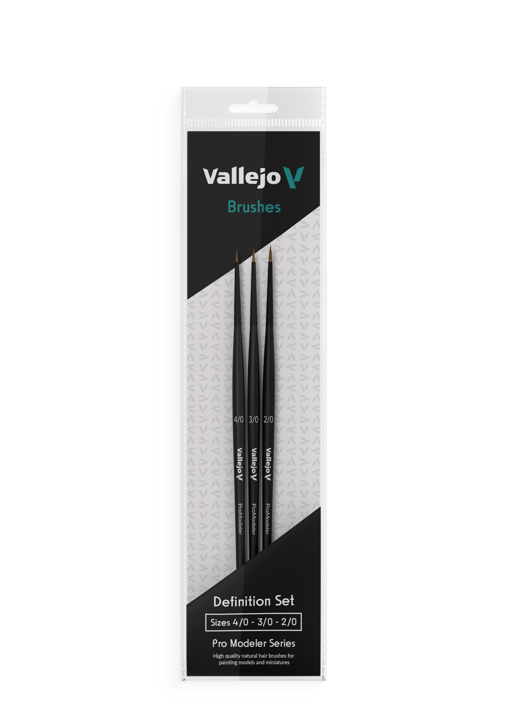 Vallejo VAL B01990 DEFINITION SET NATURAL HAIR 4/0 3/0 2/0