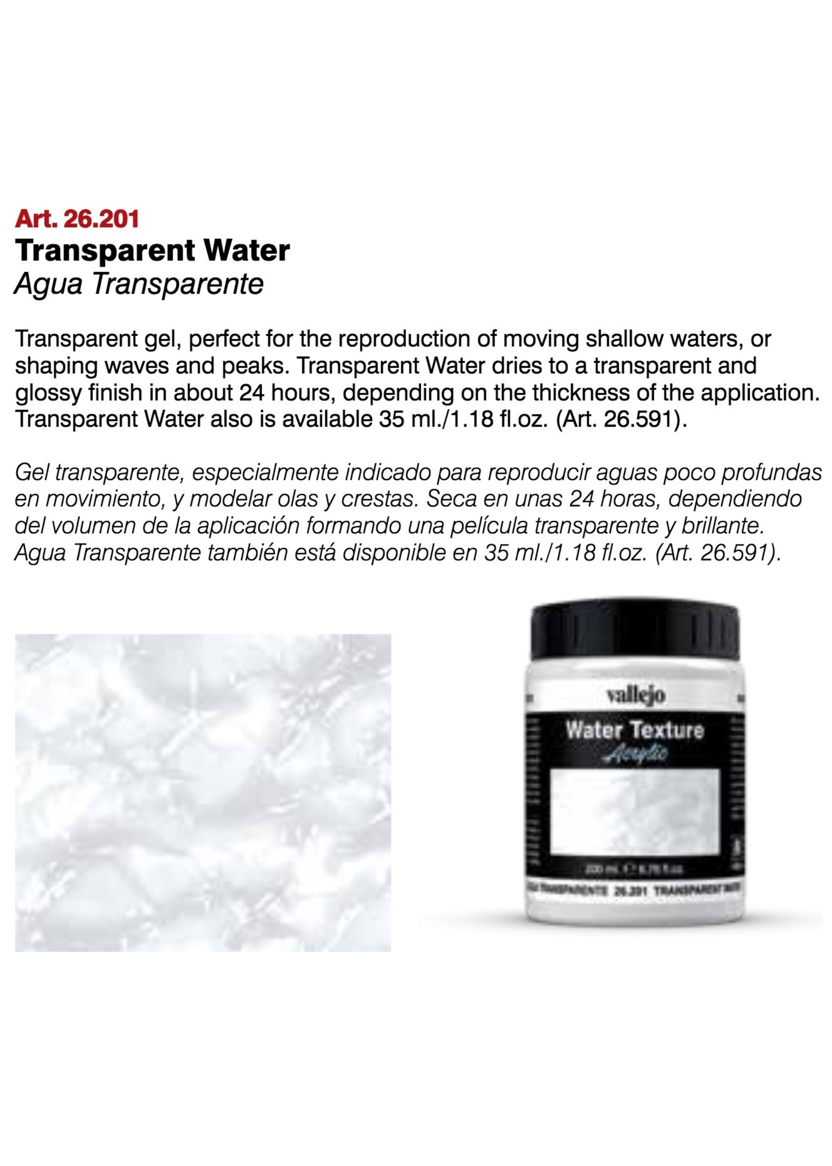 Vallejo VAL26201 Transparent Water (200ml)