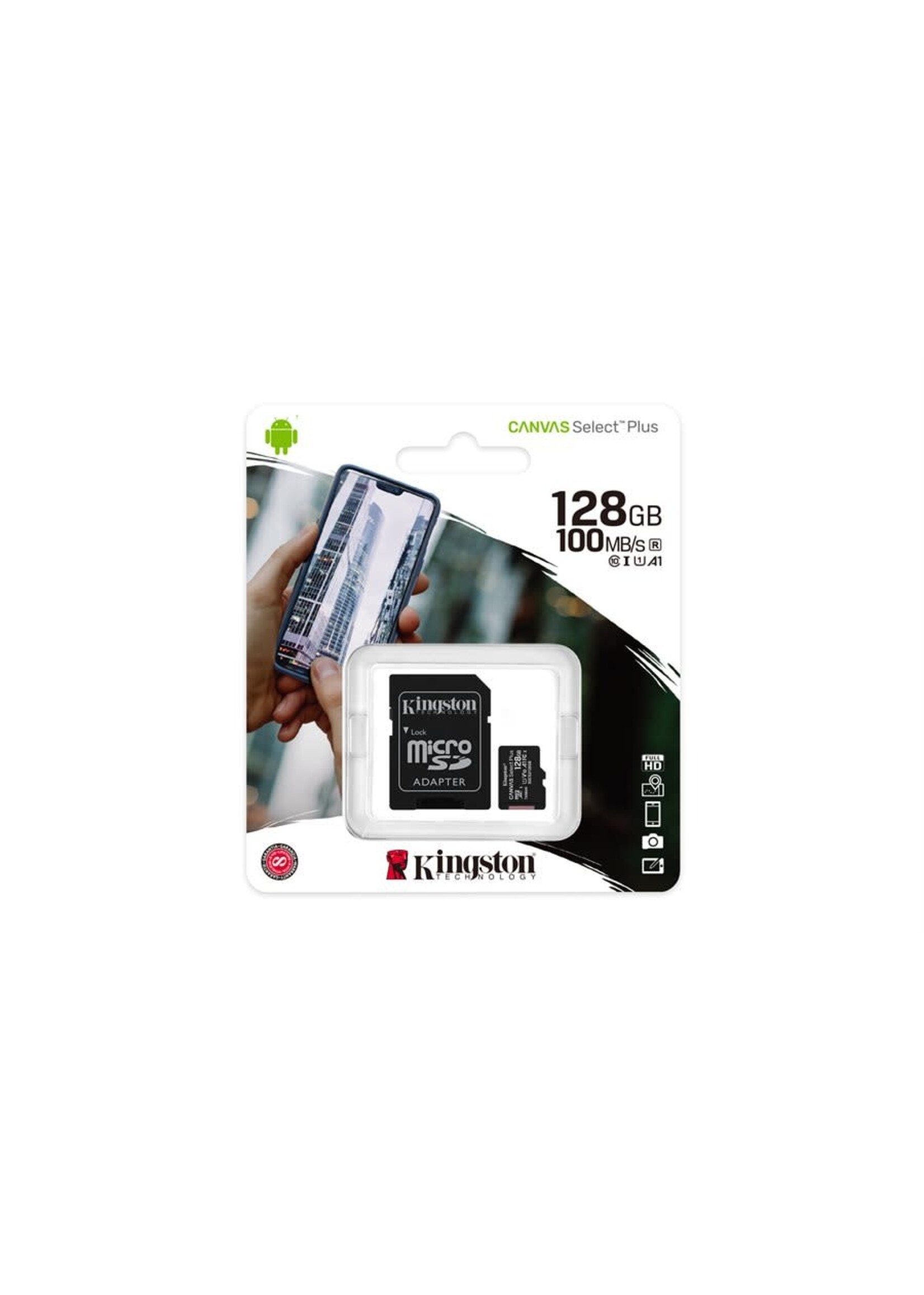 Kingston Kingston 128GB MicroSD/XC Canvas Select Plus 100R A1 C10 Card+Adapter