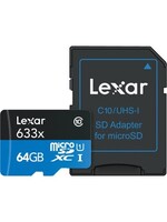 Lexar Lexar 64GB High-Peformance 633X MicroSD/XC Card+Adapter