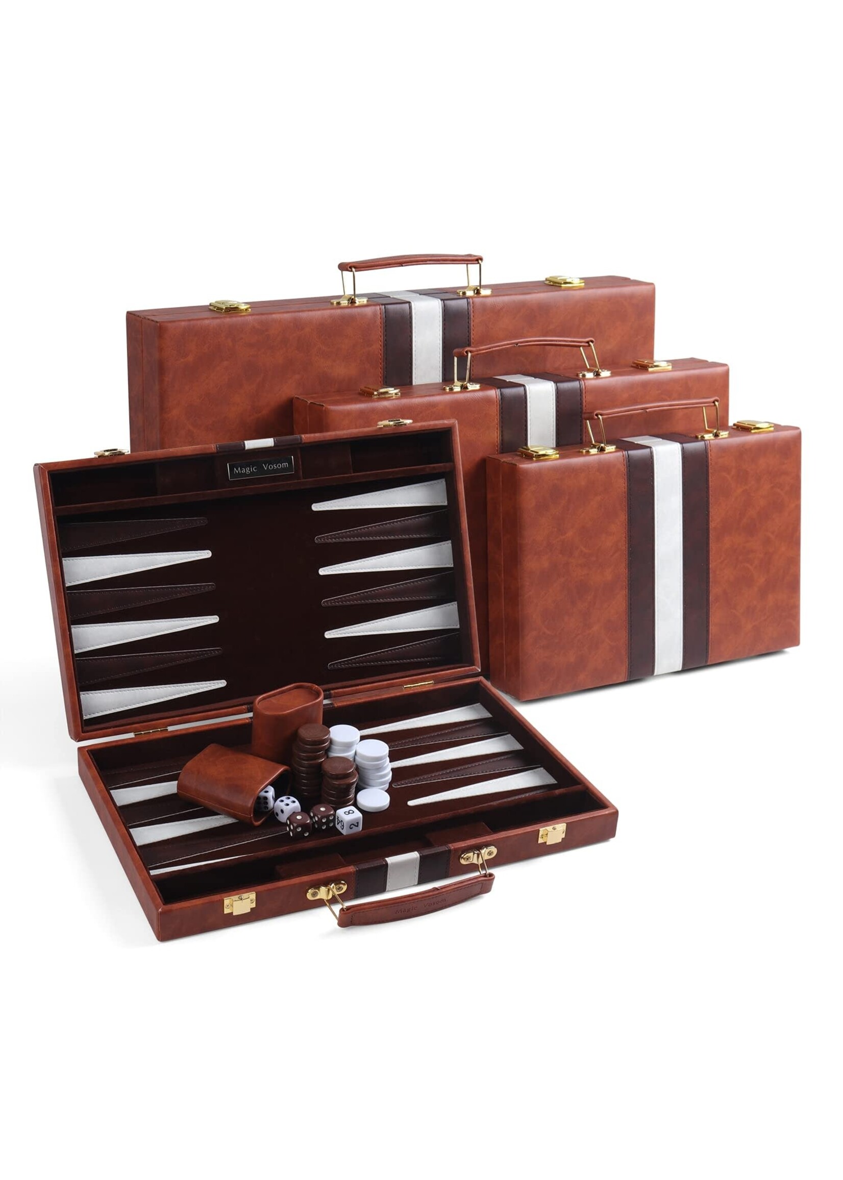 Backgammon 18" Vinyl Case Brown/White
