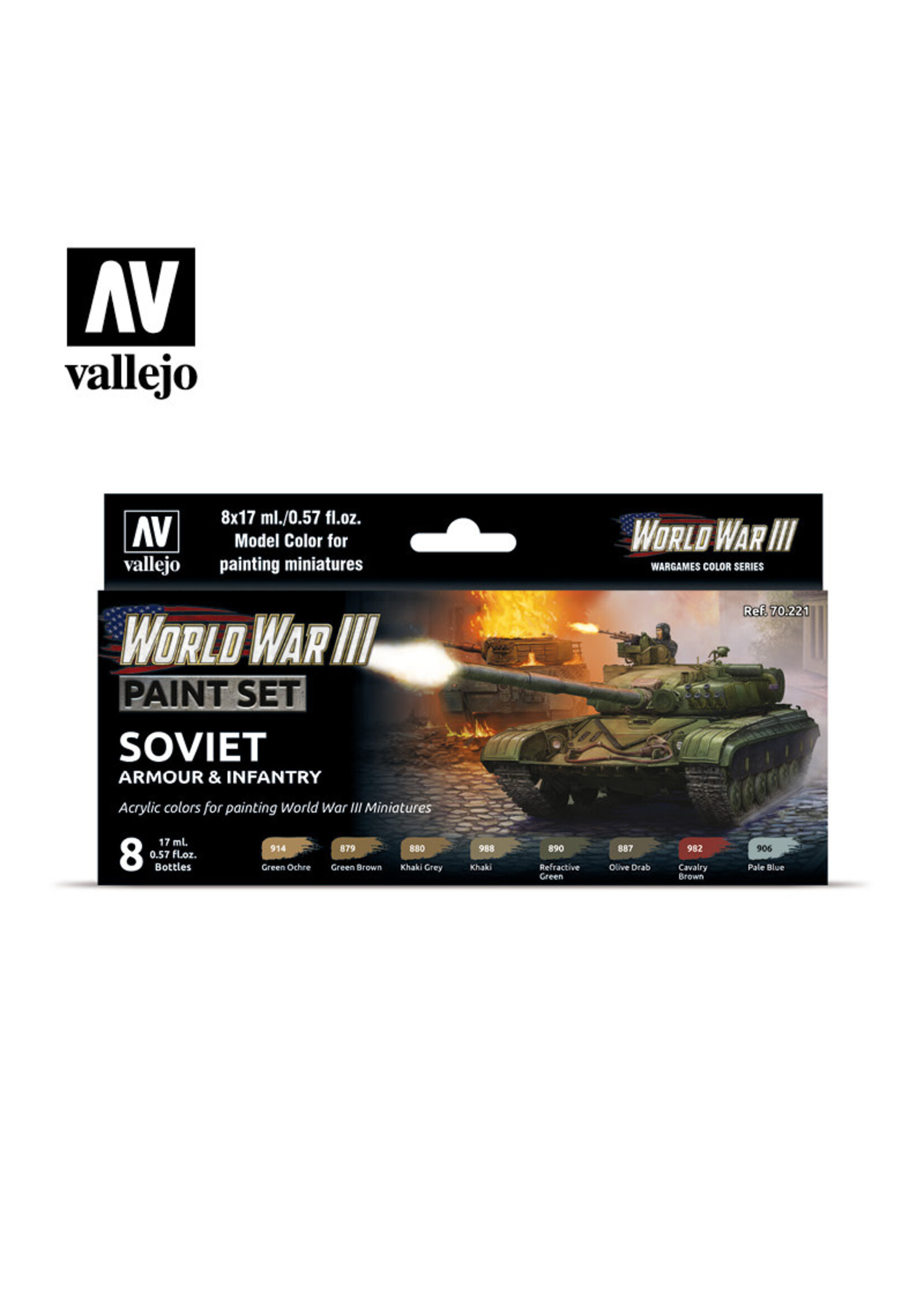 Vallejo VAL70221 WW3 Soviet Armour & Infantry Color Set (8pc)