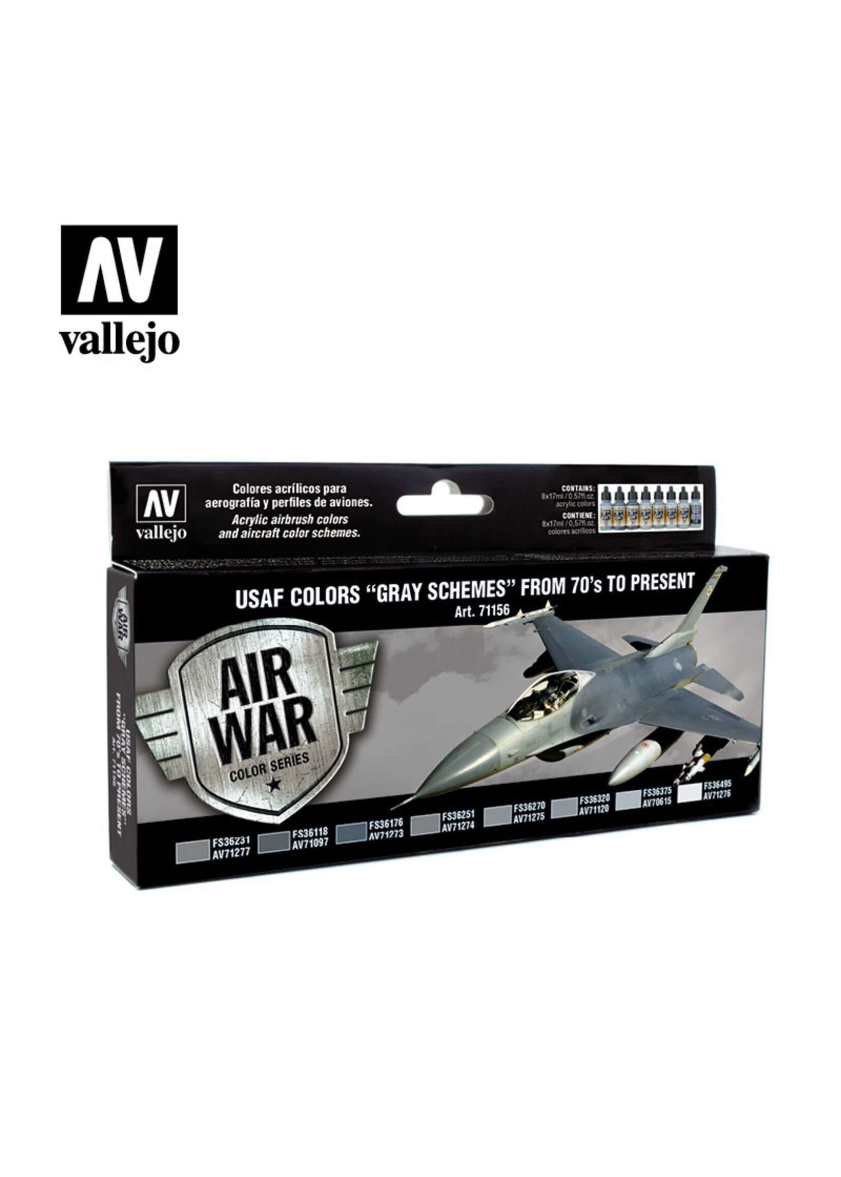 Vallejo VAL71156 USAF Colors Gray Schemes (8pc)