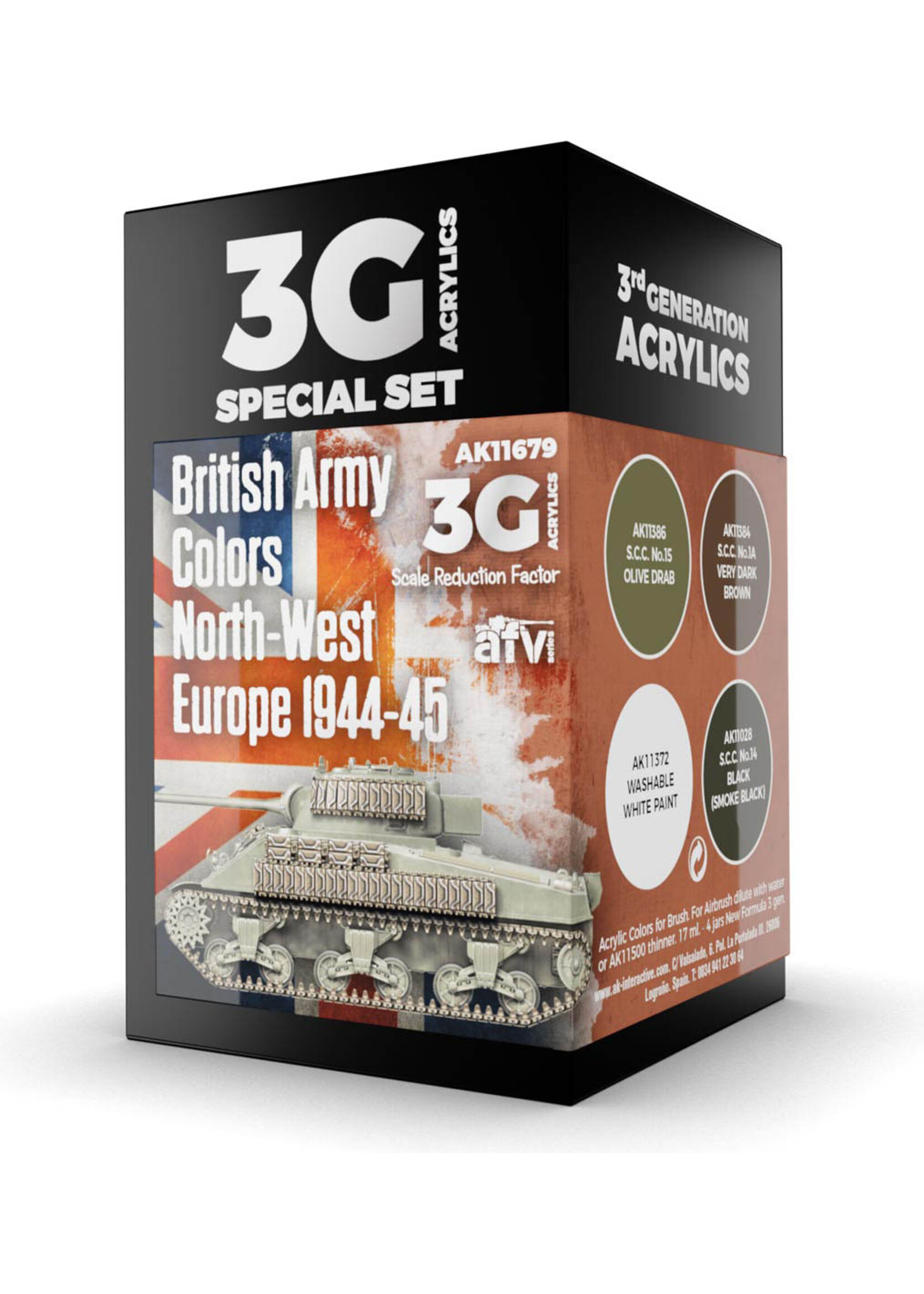 AK Interactive AK11679 3G Special Set British Army Colors NW Europe 1944-45 Set