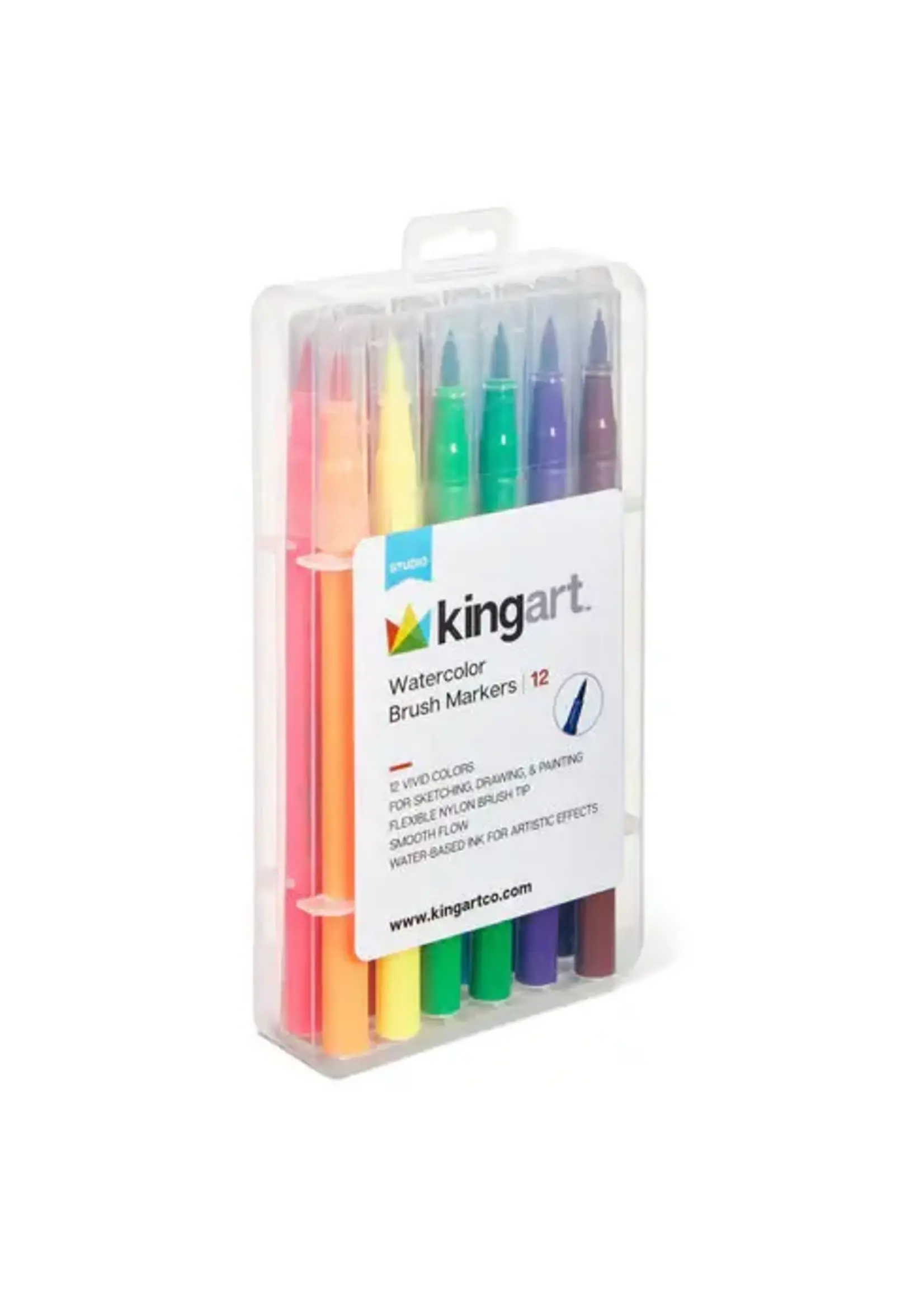 Kingart Watercolor Brush Markers - 12 Asst. colors