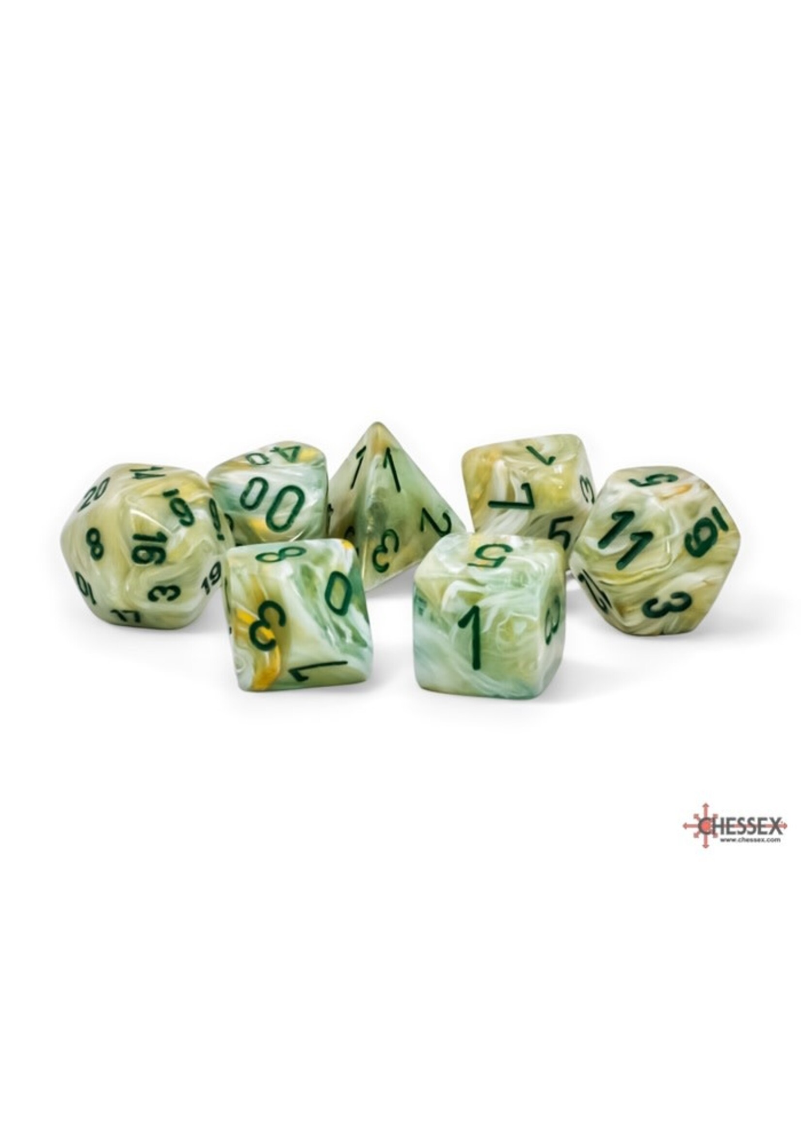 Chessex Dice RPG 22409 7pc Marble MegaHedral Green/Dark Green