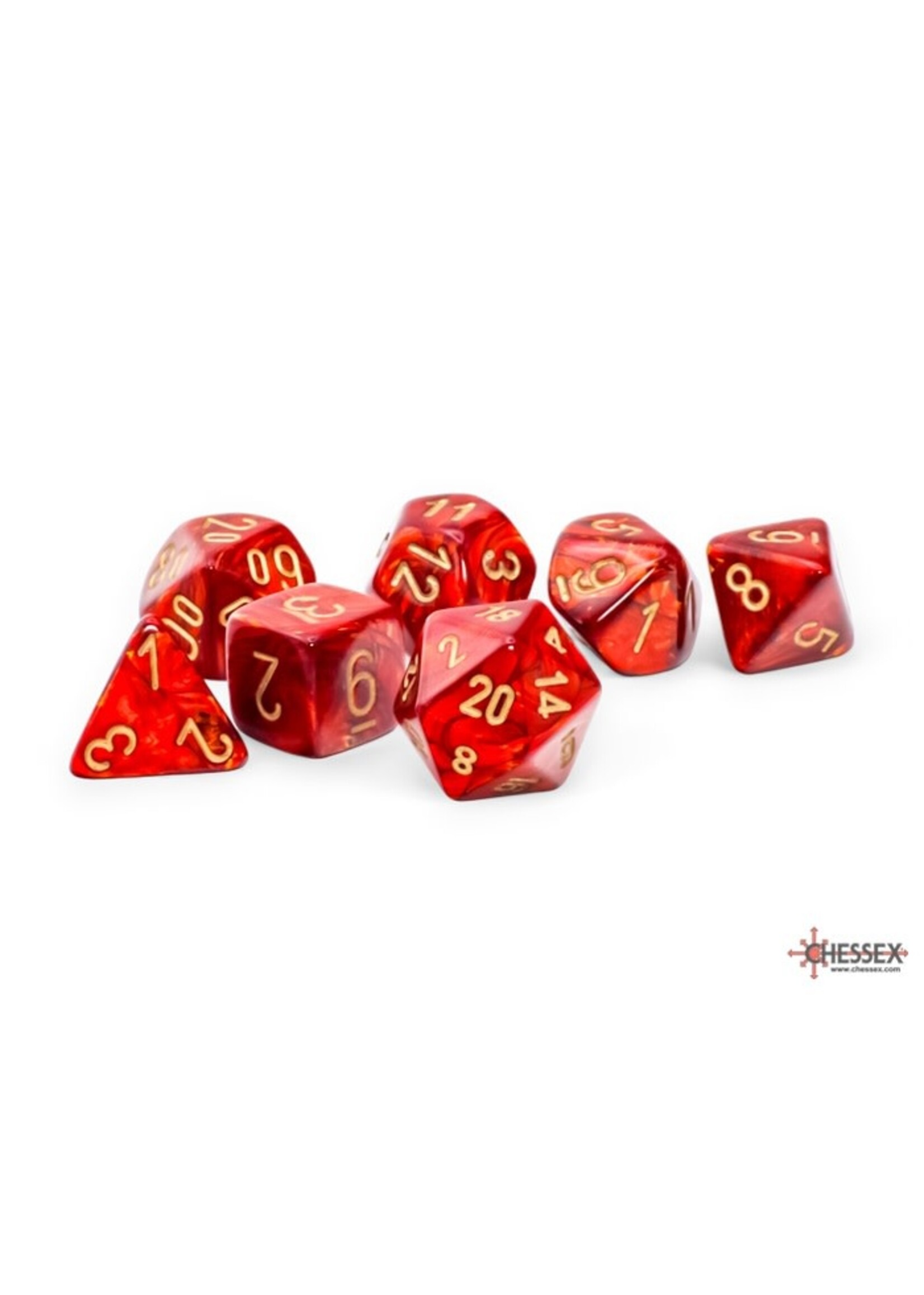 Chessex Dice RPG 22414 7pc Scarab MegaHedral Scarlet/Gold