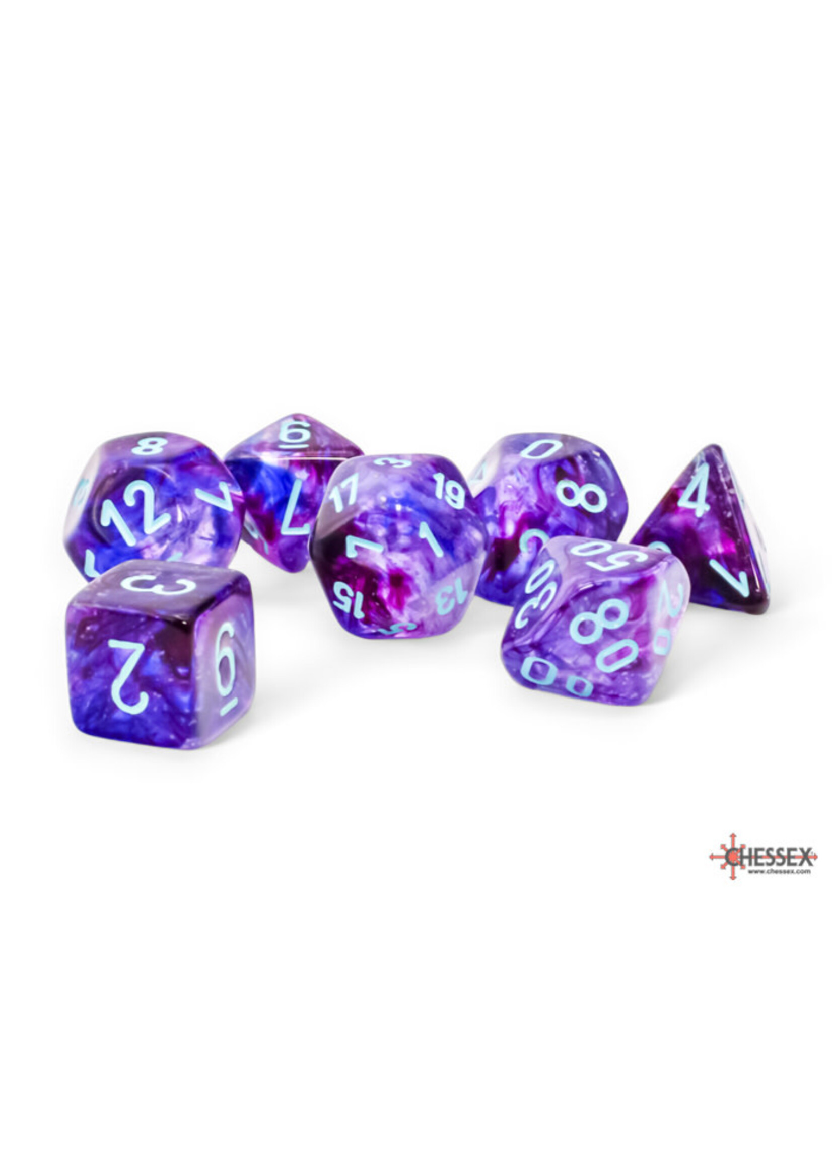 Chessex Dice RPG 22557 7pc Nebula MegaHedral Nocturnal/Turquoise Luminary