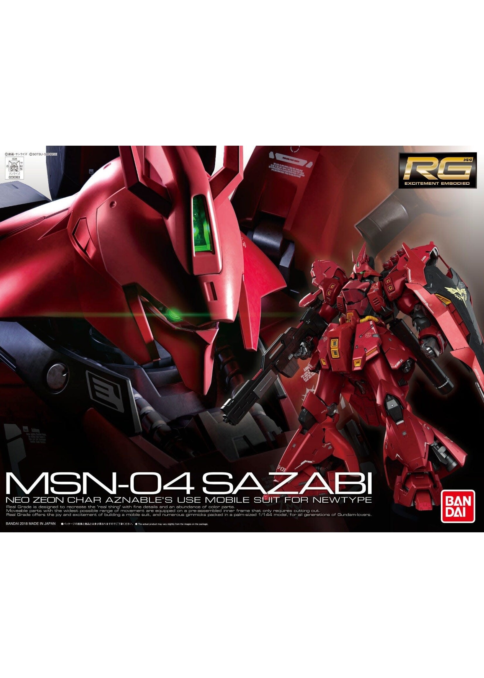 Bandai BNDAI2426271 RG #29 MSN-04 Sazabi Mobile Suit Gundam: Char's Counterattack (1/144)