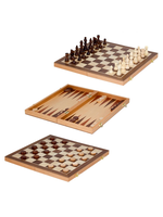 Wooden Game Set 3 in 1 Chess Checkers Backgammon
