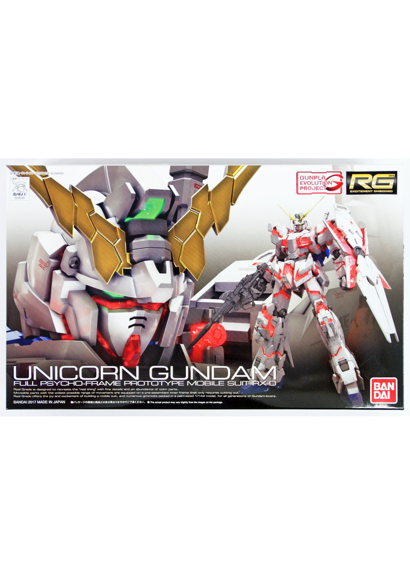 Bandai BNDAI2370362 RG #25 Unicorn Gundam Full Psycho-Frame Prototype Mobile Suit RX-0 Gundam UC (1/144)