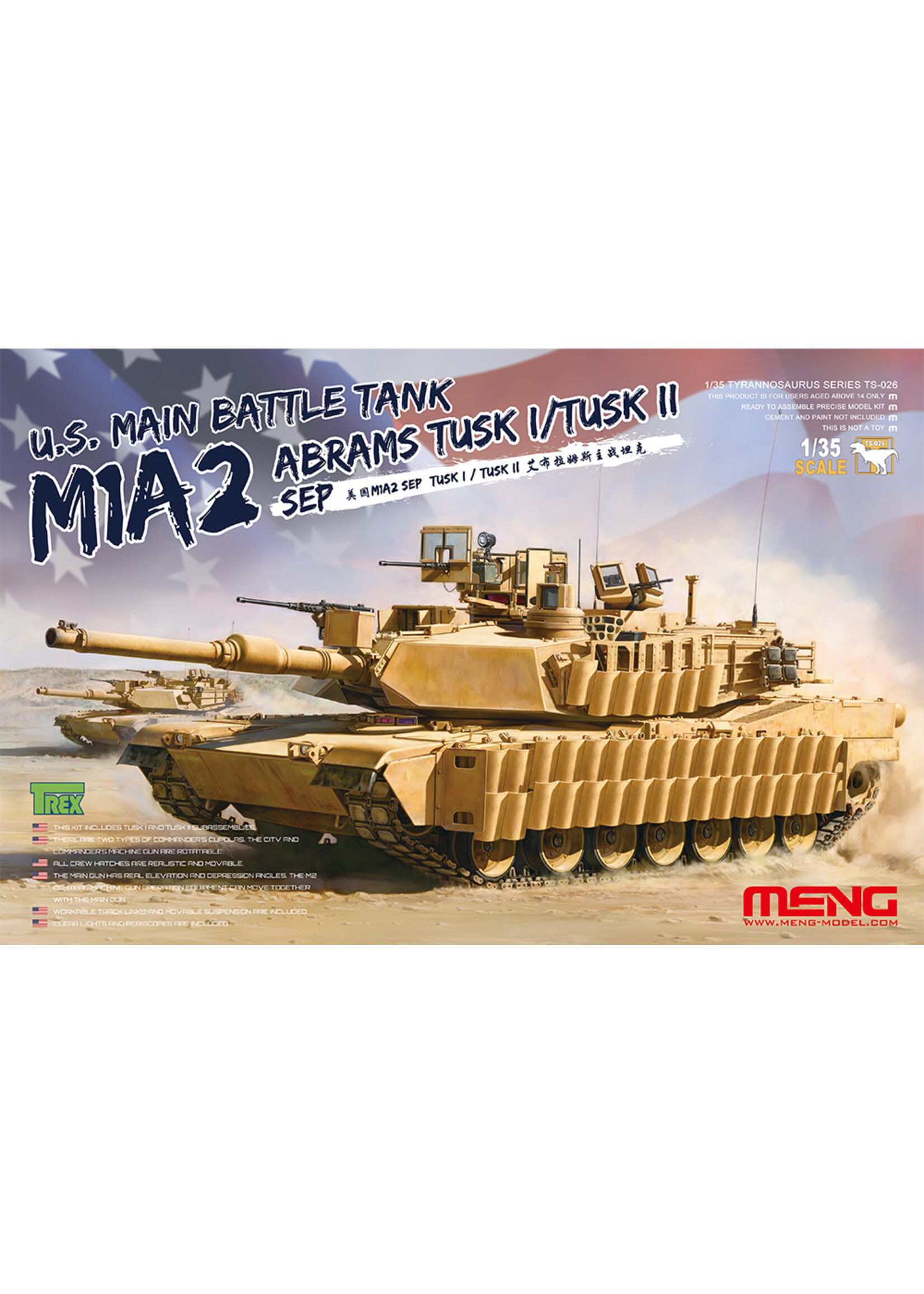 MENG MENGTS026 US Main Battle Tank M1A2 Abrams Tusk I/Tusk II (1/35)
