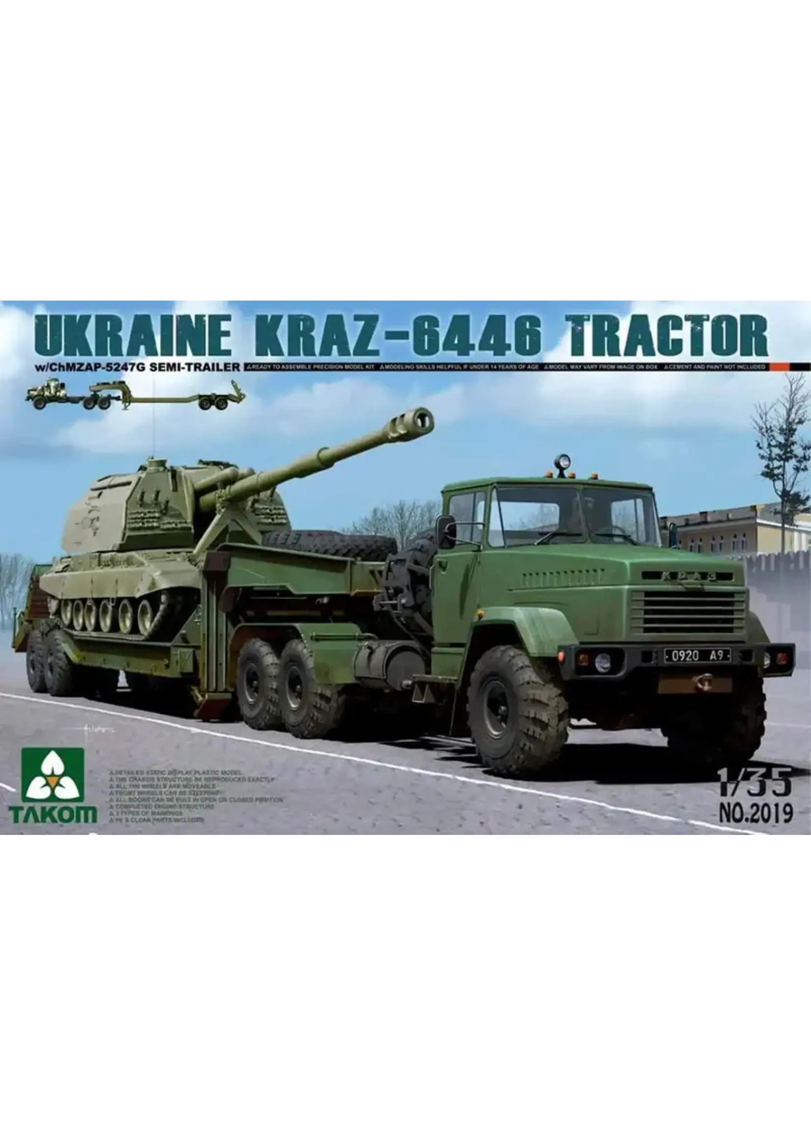 Takom TAK2019 Ukraine KrAZ-6446 Tractor with ChMZAP-5247G Semi Trailer (1/35)