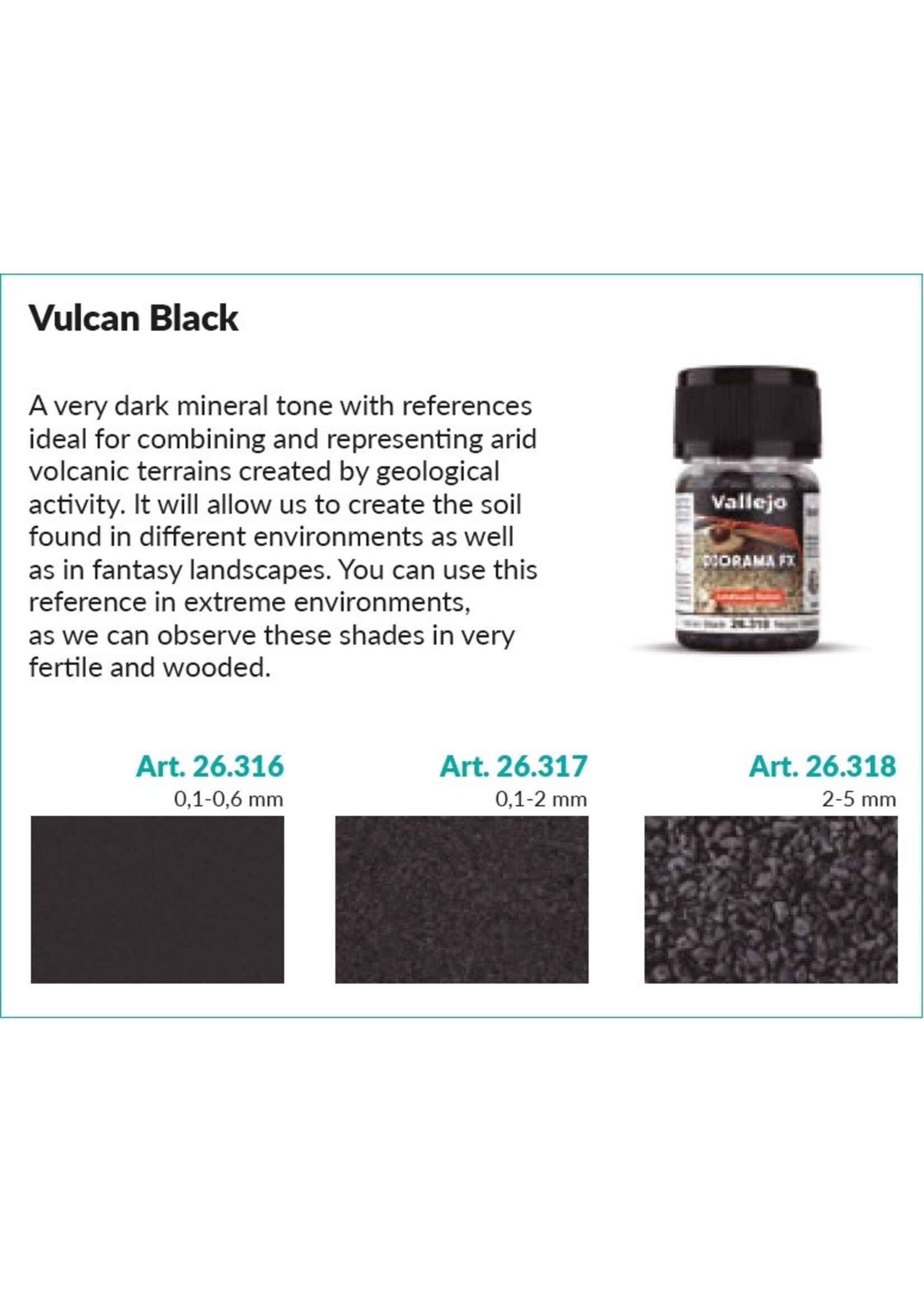 Vallejo VAL26317 Vulcan Black 0.1-2mm (35ml)