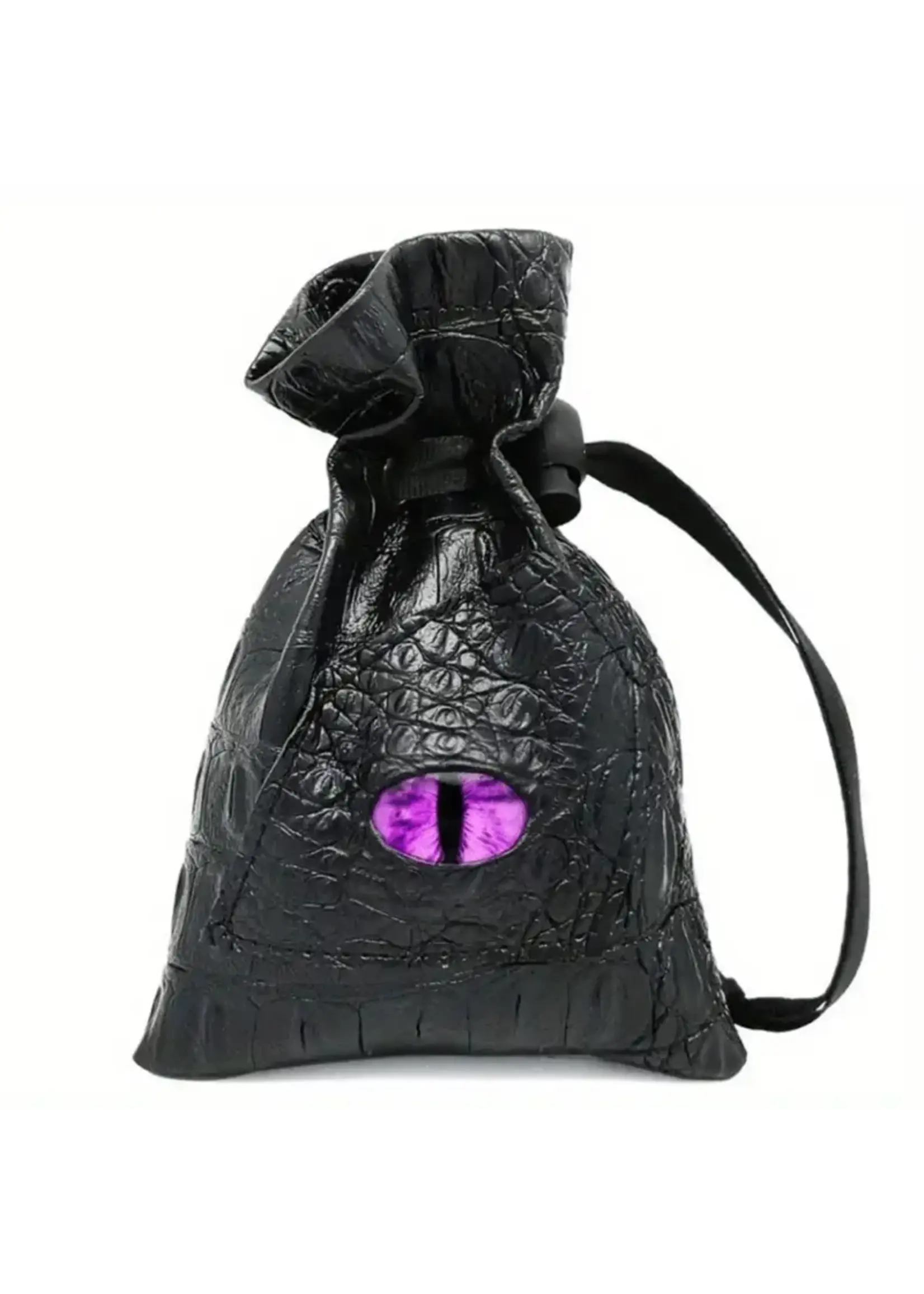 Dice Bag Black Leatherette Purple Eye