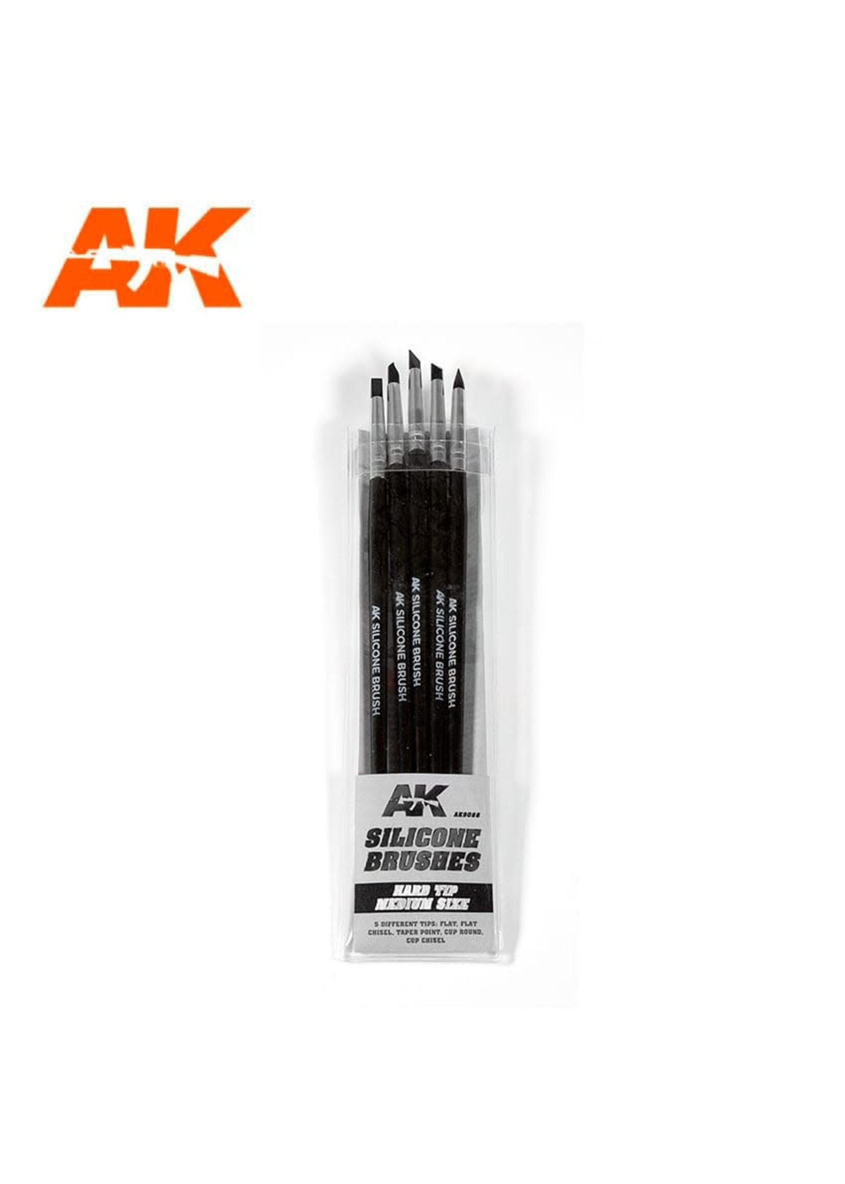AK Interactive AK-9088 Silicone Brushes Medium Hard Tip (5pc)