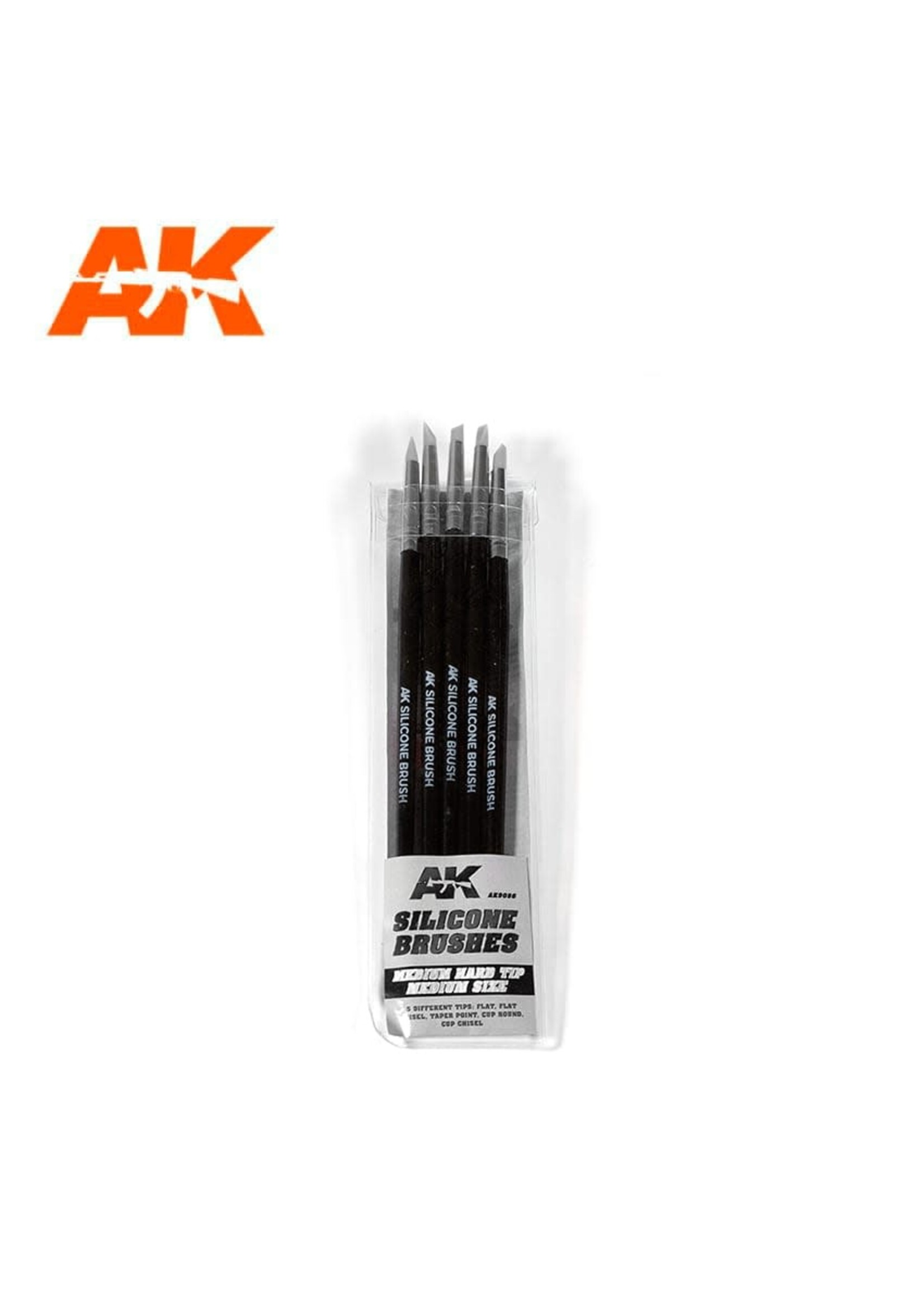 AK Interactive AK-9086 Silicone Brushes Medium Hard Tip (5pc)