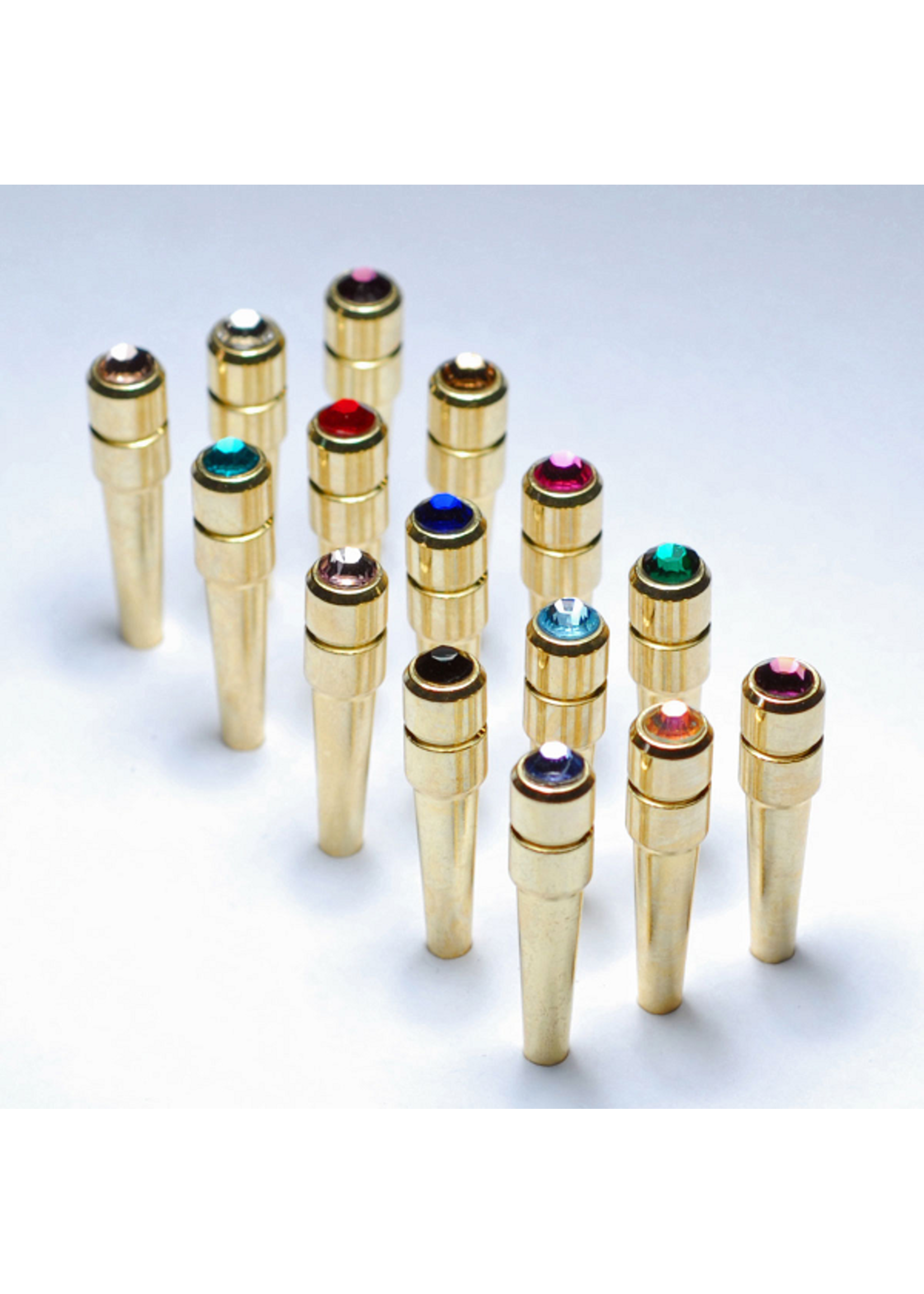 Cribbage Pegs Brass with Crystal Tops (6 pegs in 2 colors)