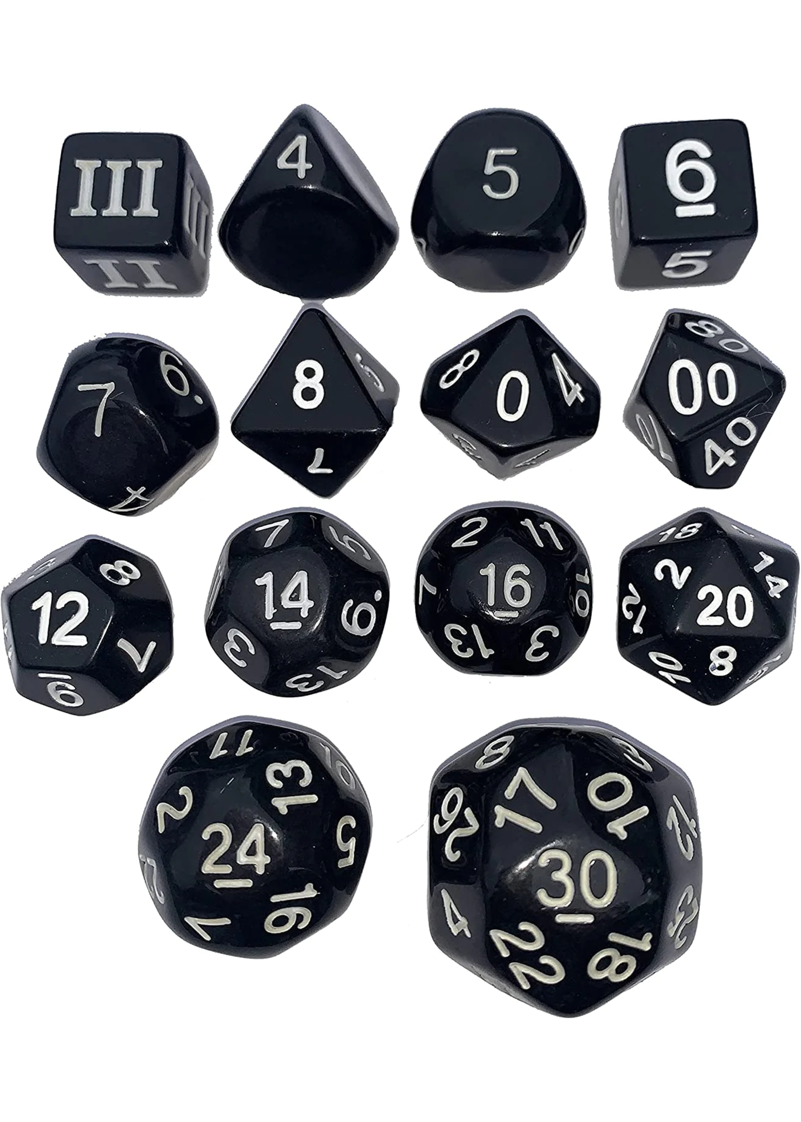 Dice RPG IMP100 14pc Opaque Black