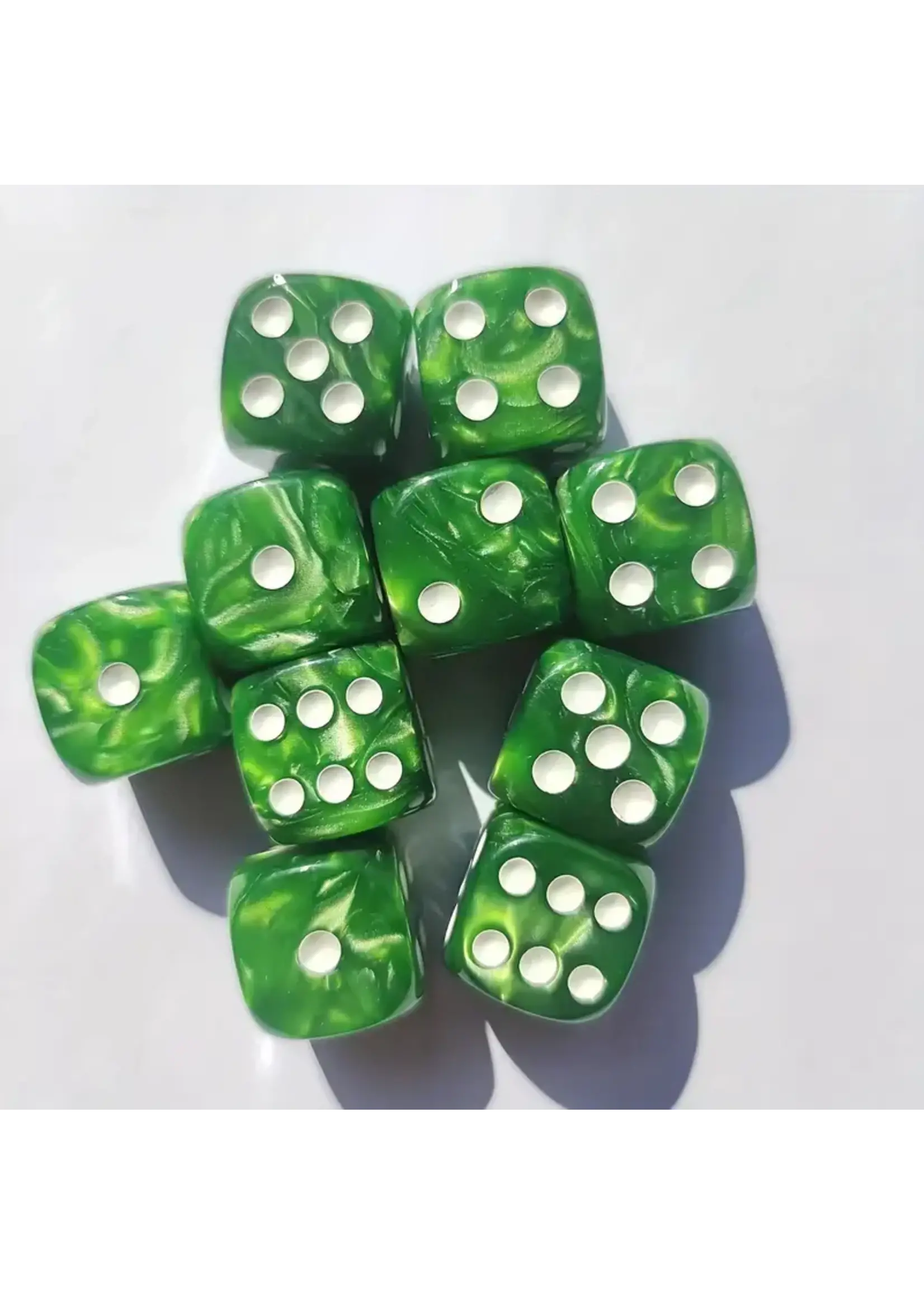 Dice 16mm 10pc Green White