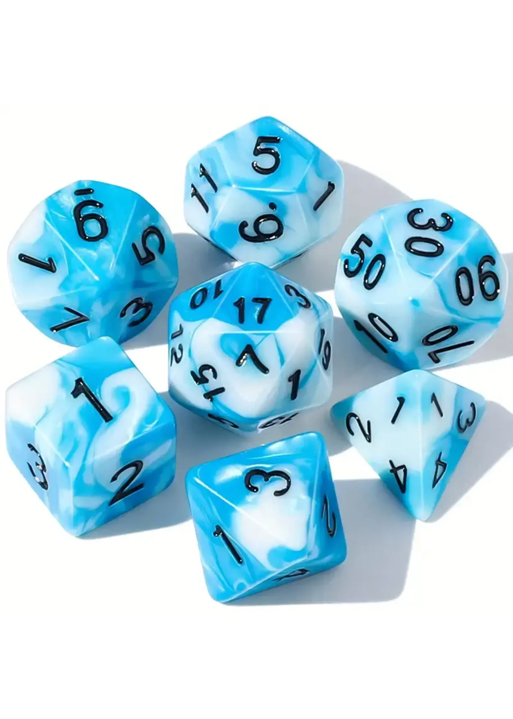 Dice RPG FD390197 7pc Light Blue White Black